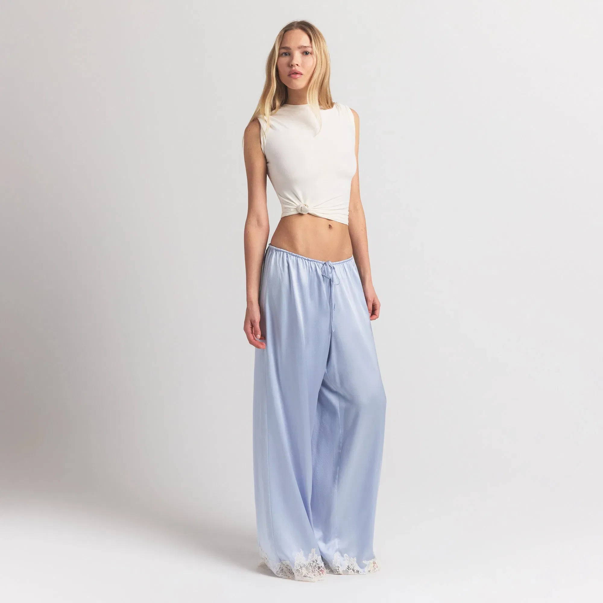 Silk Lace Straight Leg Pant