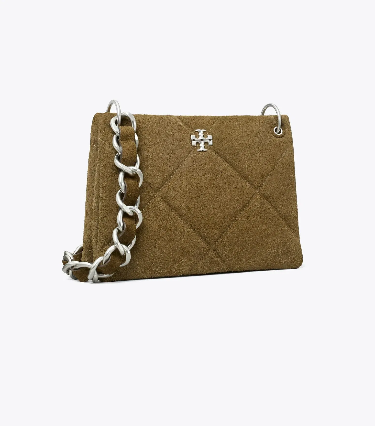 Small Kira Diamond Quilt Suede Shoulder Bag
