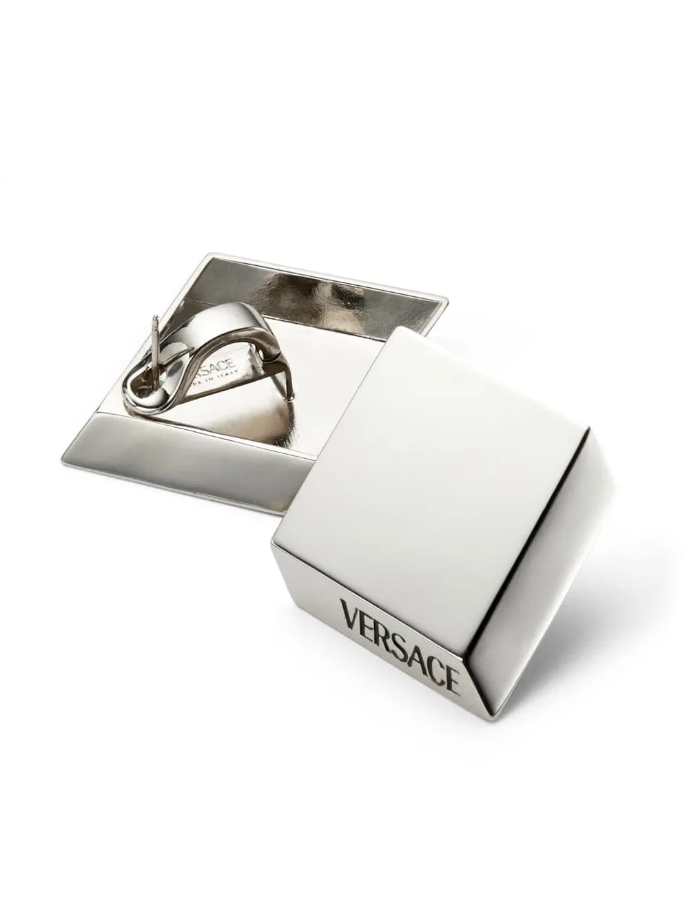 logo-engraved rhombus stud earrings