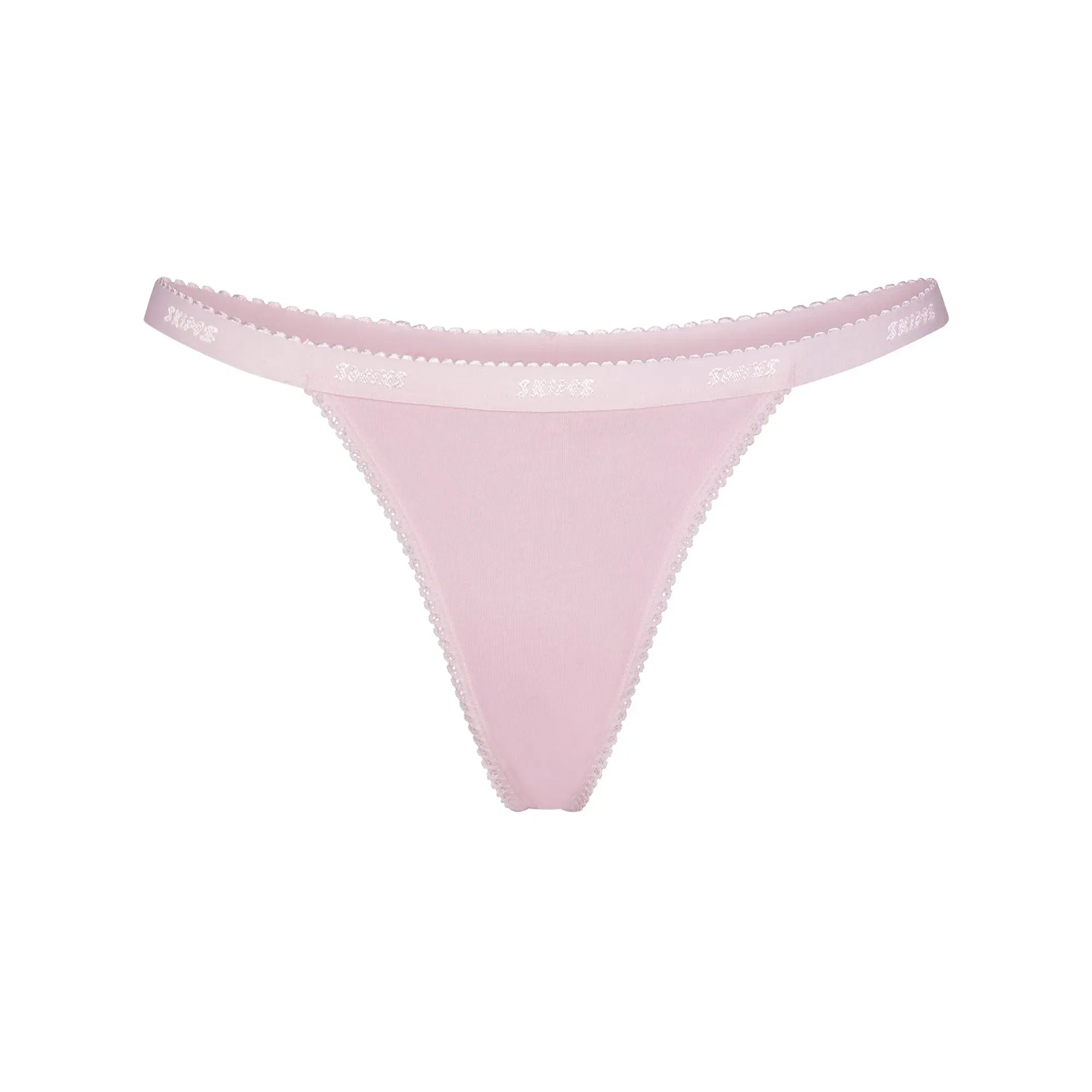 Lightweight Cotton Logo Picot Thong