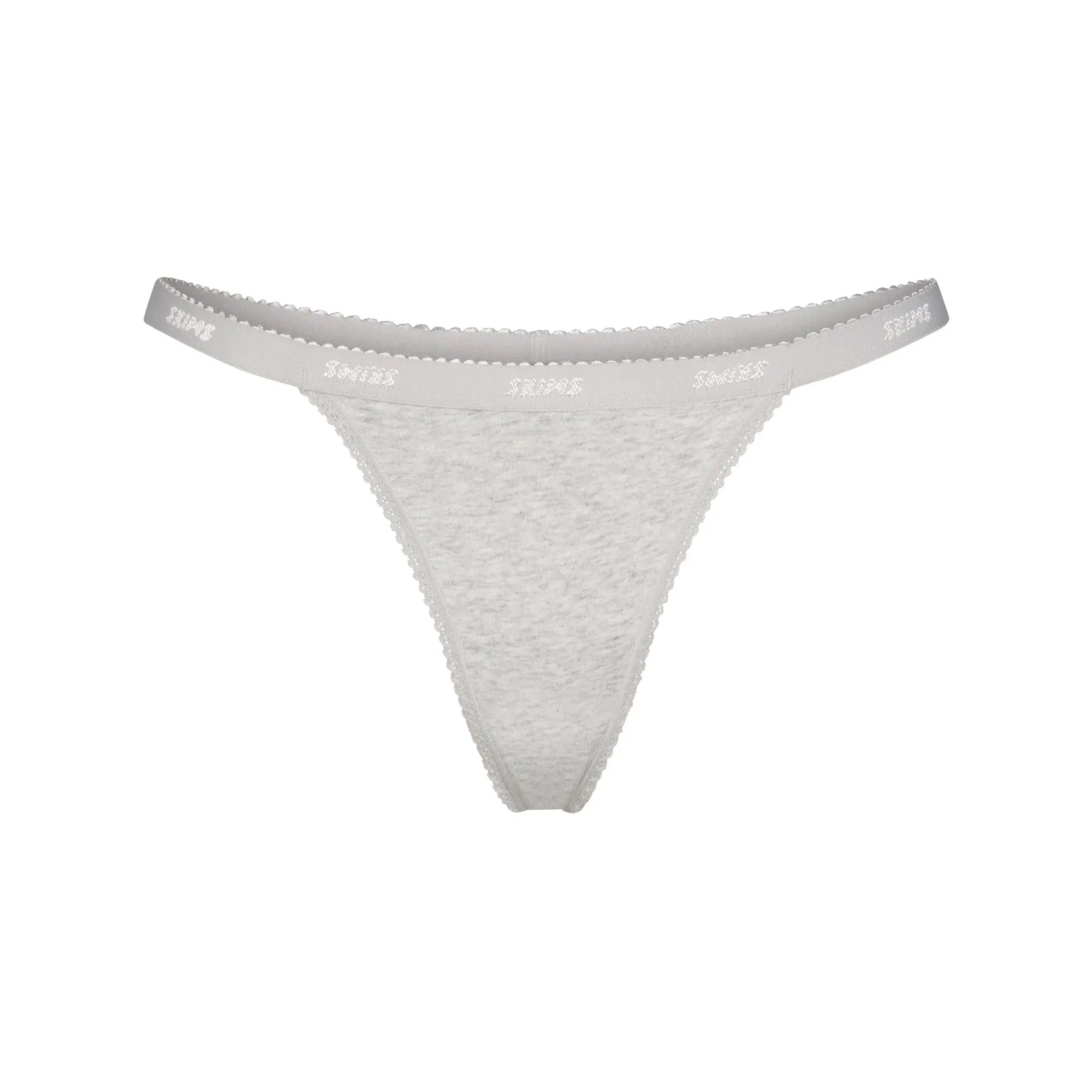 Lightweight Cotton Logo Picot Thong
