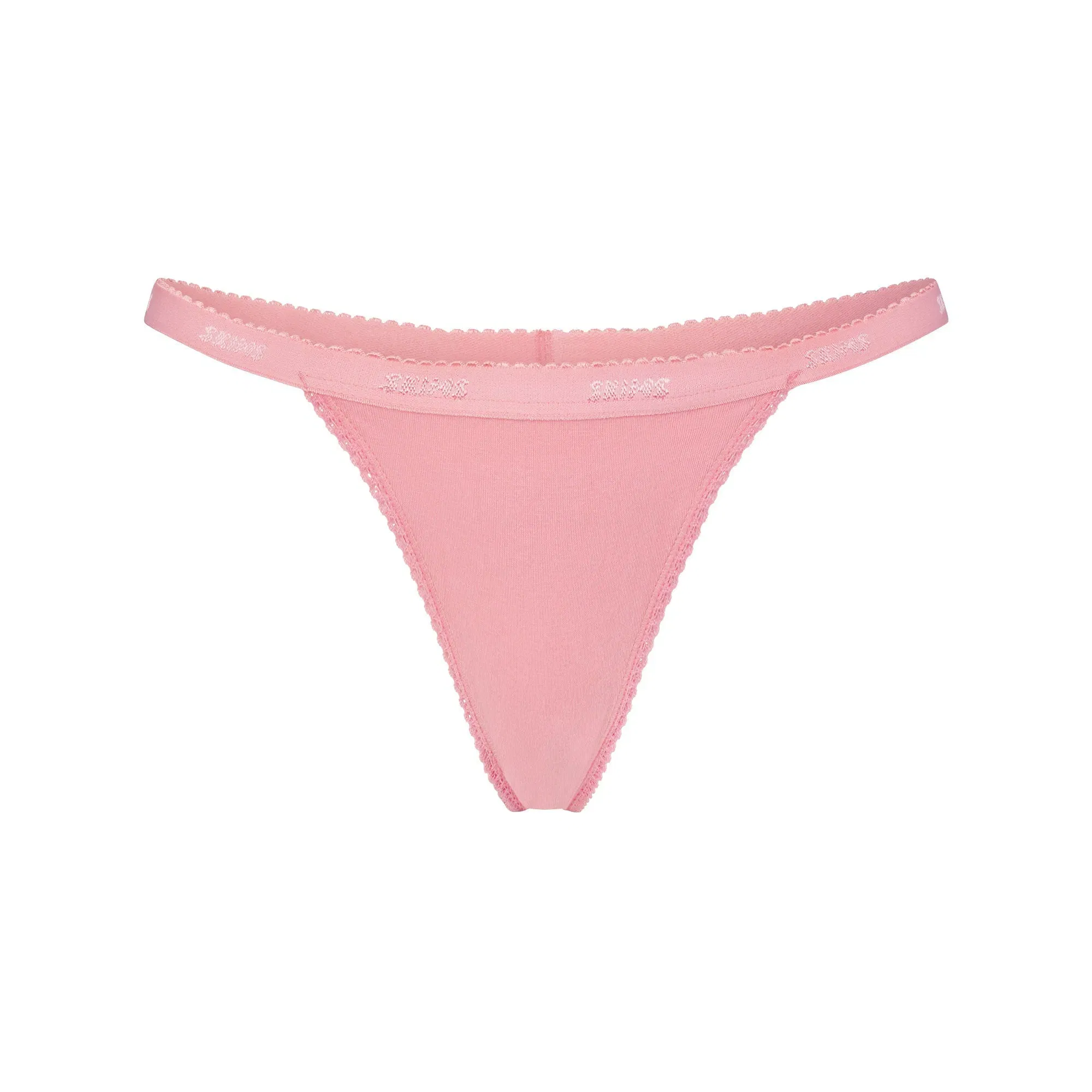 Lightweight Cotton Logo Picot Thong