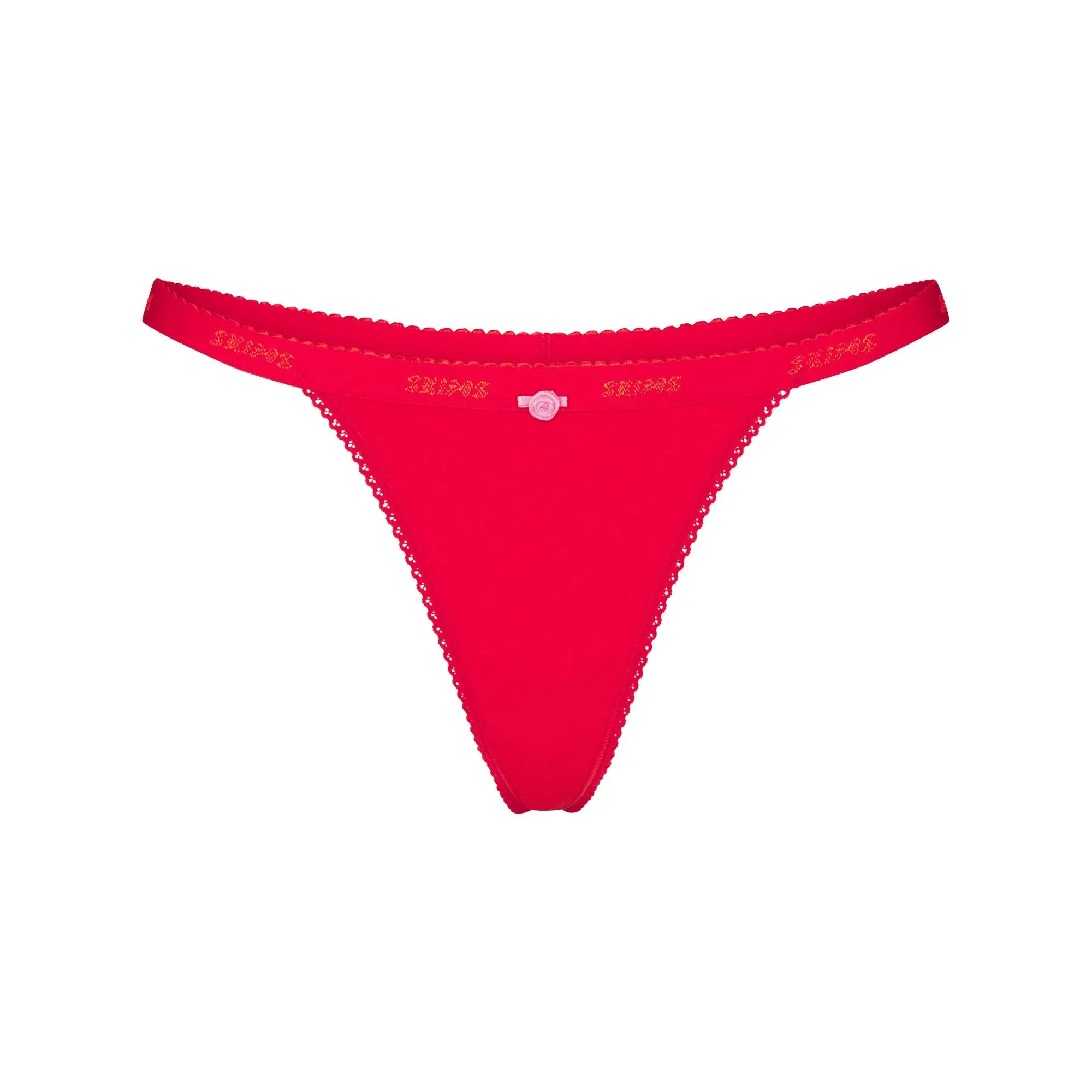 Lightweight Cotton Logo Picot Thong