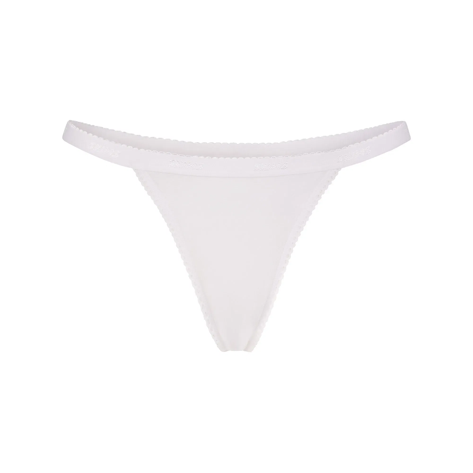 Lightweight Cotton Logo Picot Thong