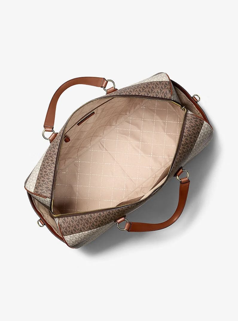 Grayson Extra-Large Striped Signature Logo Weekender Bag