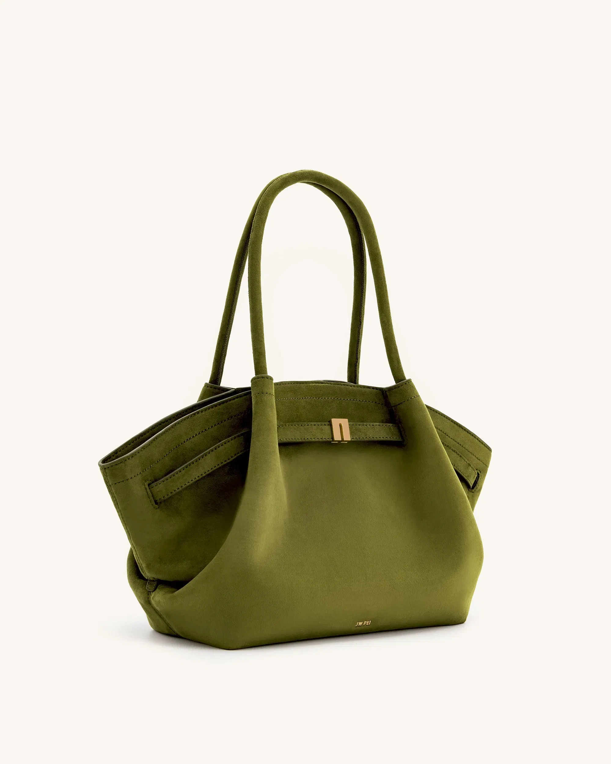 Jw Pei Hana Medium Faux Suede Tote Bag Dark Olive