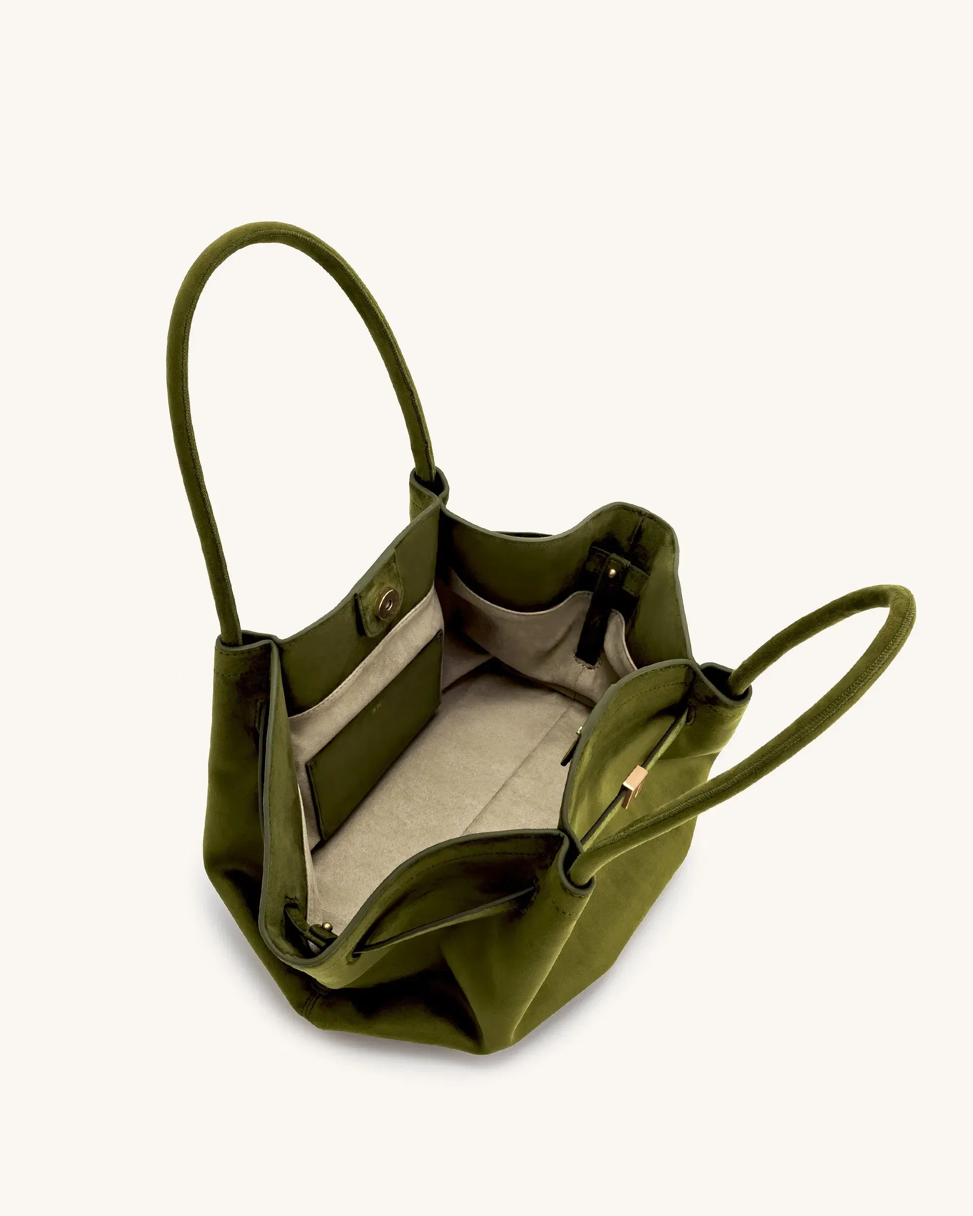 Jw Pei Hana Medium Faux Suede Tote Bag Dark Olive
