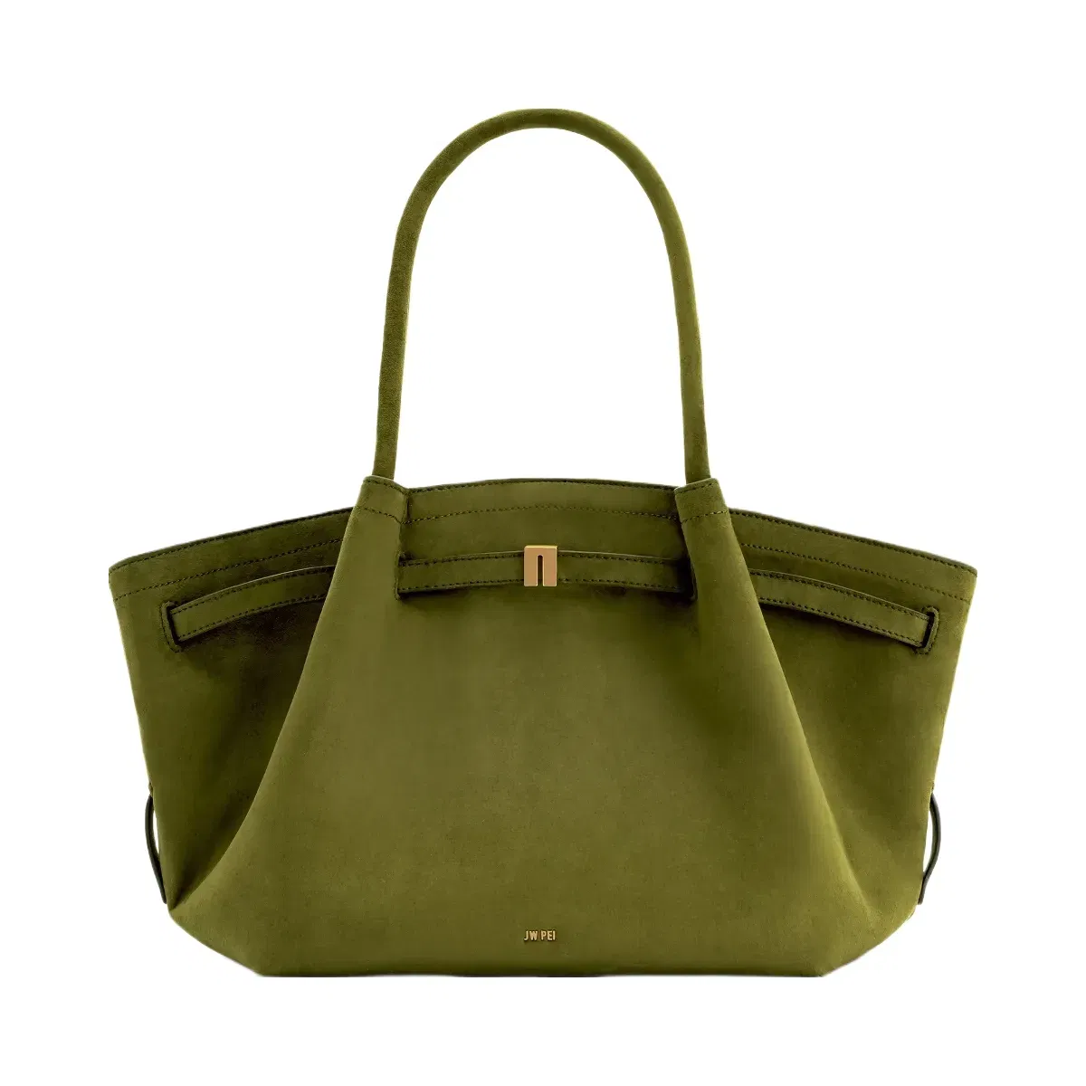 JW PEI Hana Medium Faux Suede Tote Bag Dark Olive