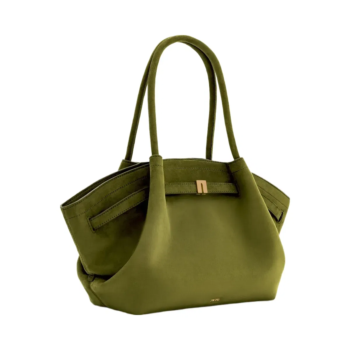 JW PEI Hana Medium Faux Suede Tote Bag Dark Olive