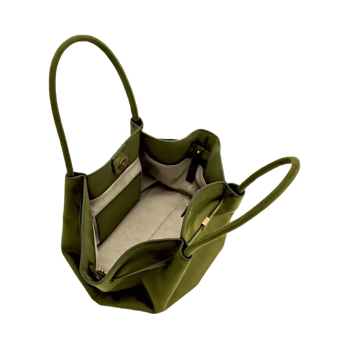 Jw Pei Hana Medium Faux Suede Tote Bag Dark Olive
