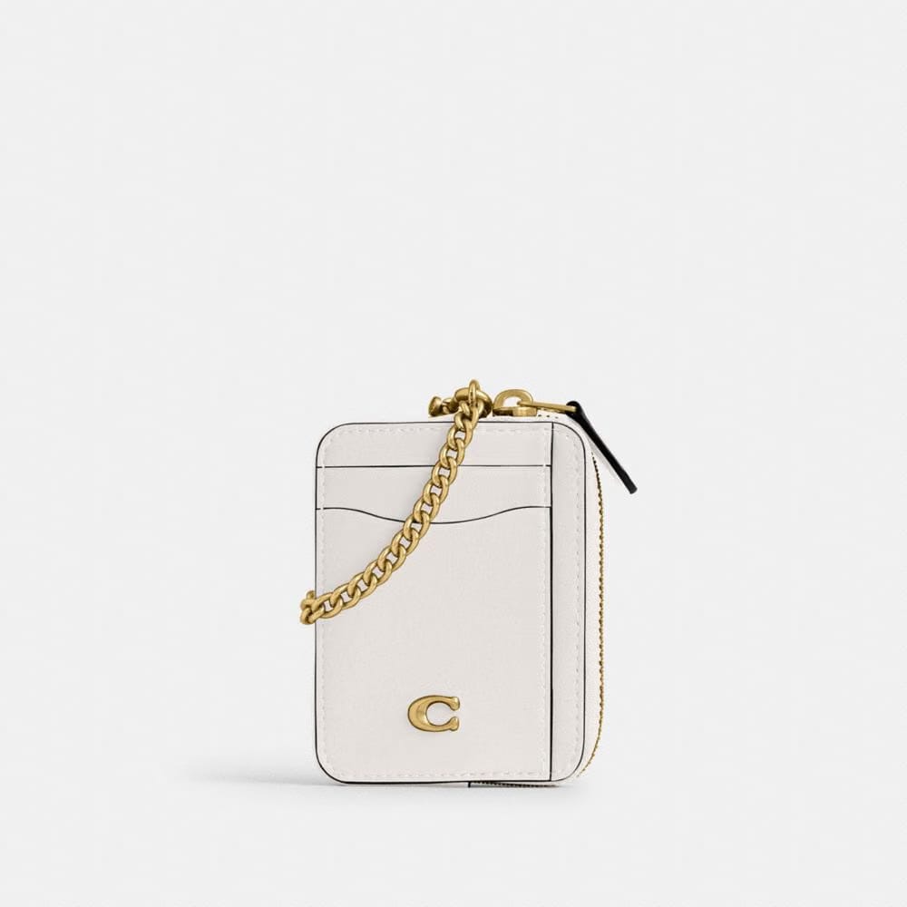 Coach Essential Chain Card Case Brass Chalk