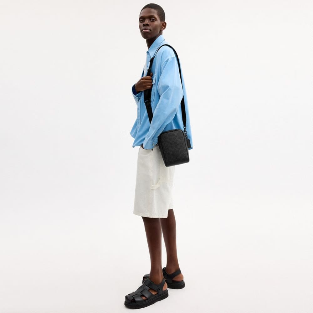 Coach Tristan Crossbody Bag 14 In Signature Canvas Matte Black Black Signature
