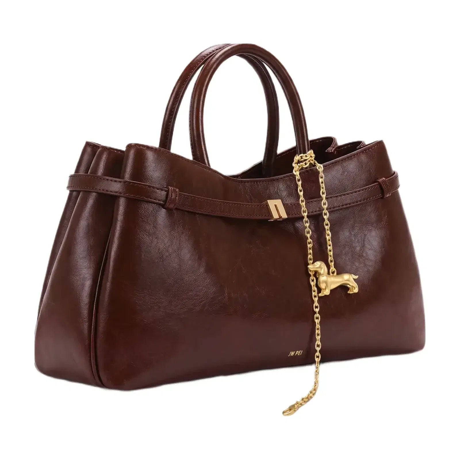 Jw Pei Maeve Dachshund Charm Satchel Tote Bag Deep Burgundy