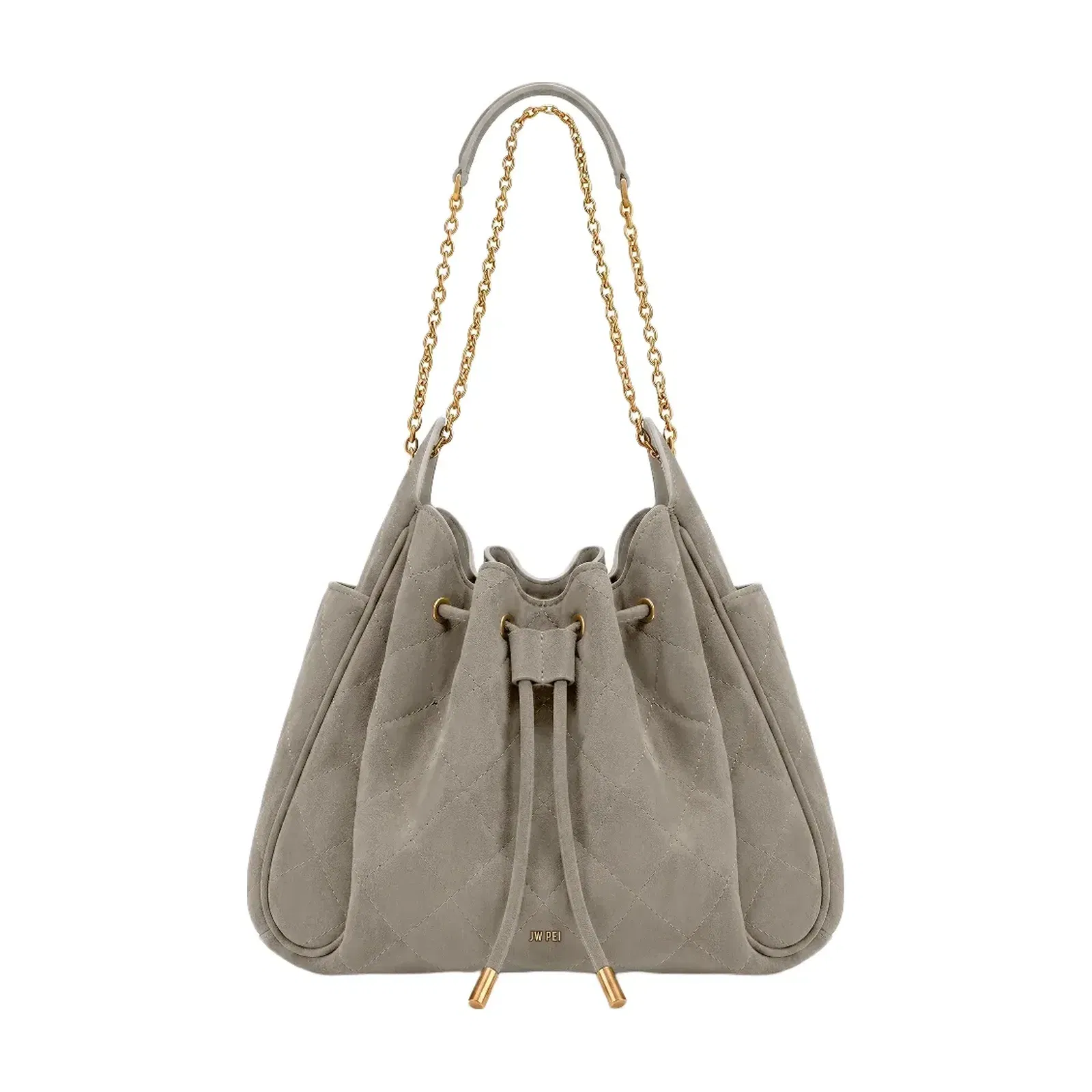 Jw Pei Rowan Faux Suede Quilted Chain Bucket Bag Gray