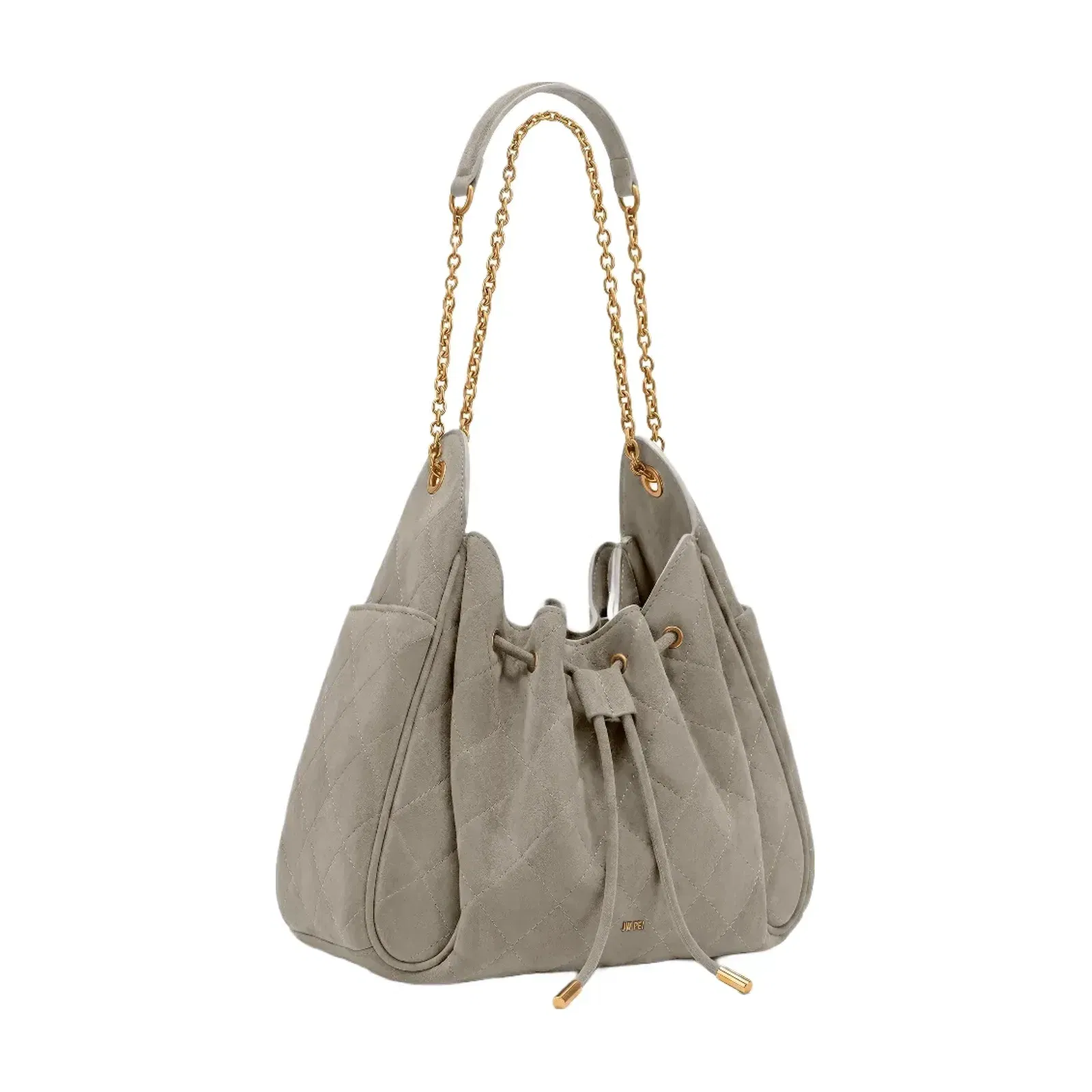 Jw Pei Rowan Faux Suede Quilted Chain Bucket Bag Gray