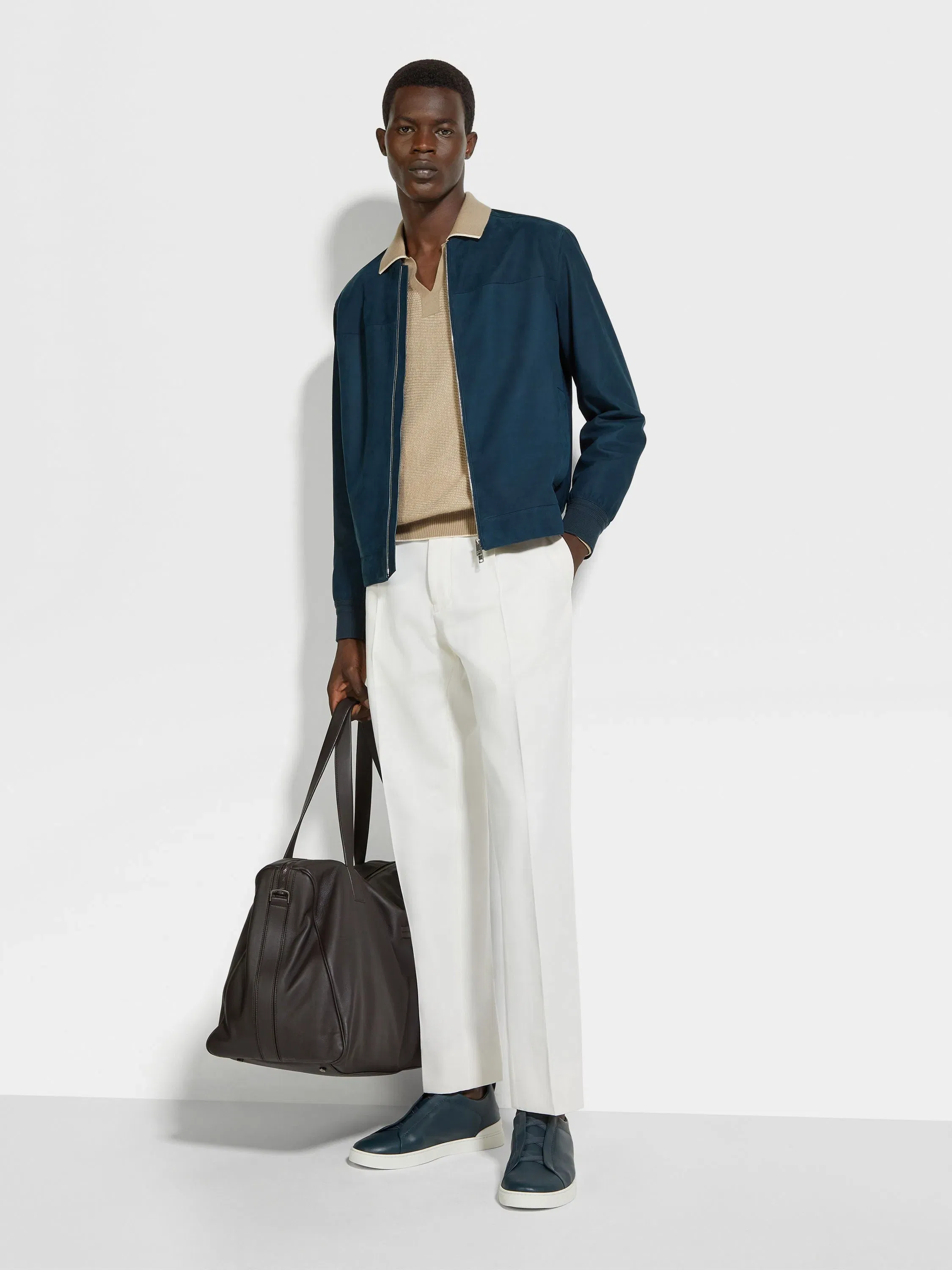 Zegna White Cotton And Wool Pants
