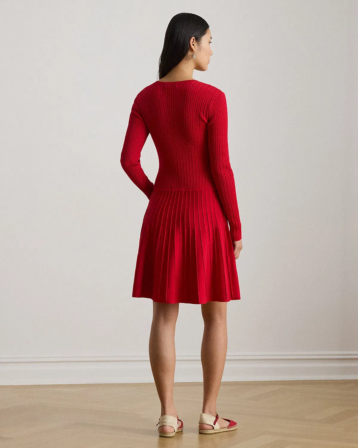 Ralph Lauren MiniCable Pleated FitandFlare Dress