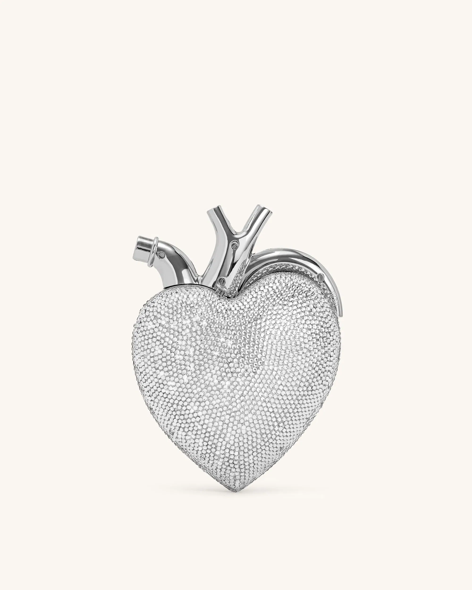 Jw Pei Maren Artificial Crystal Heart Shaped Bag Silver