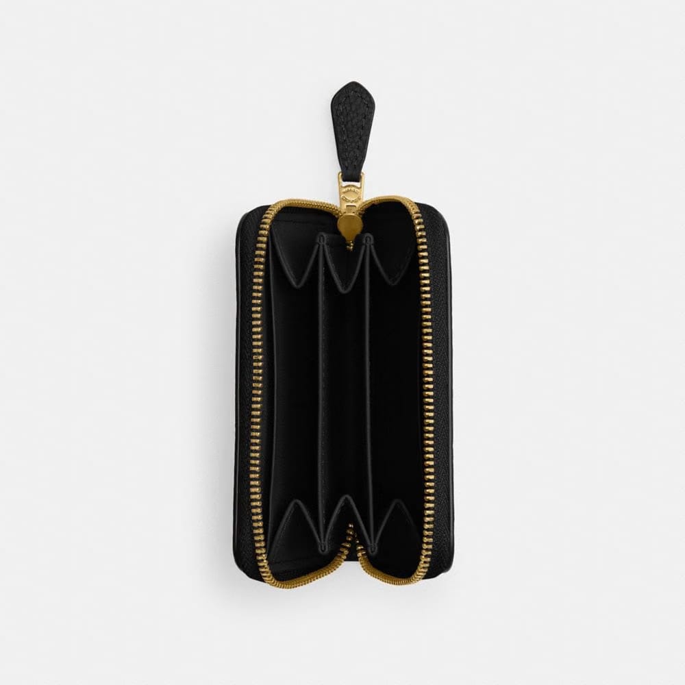 Coach Essential Small Zip Around Card Case Brass Black