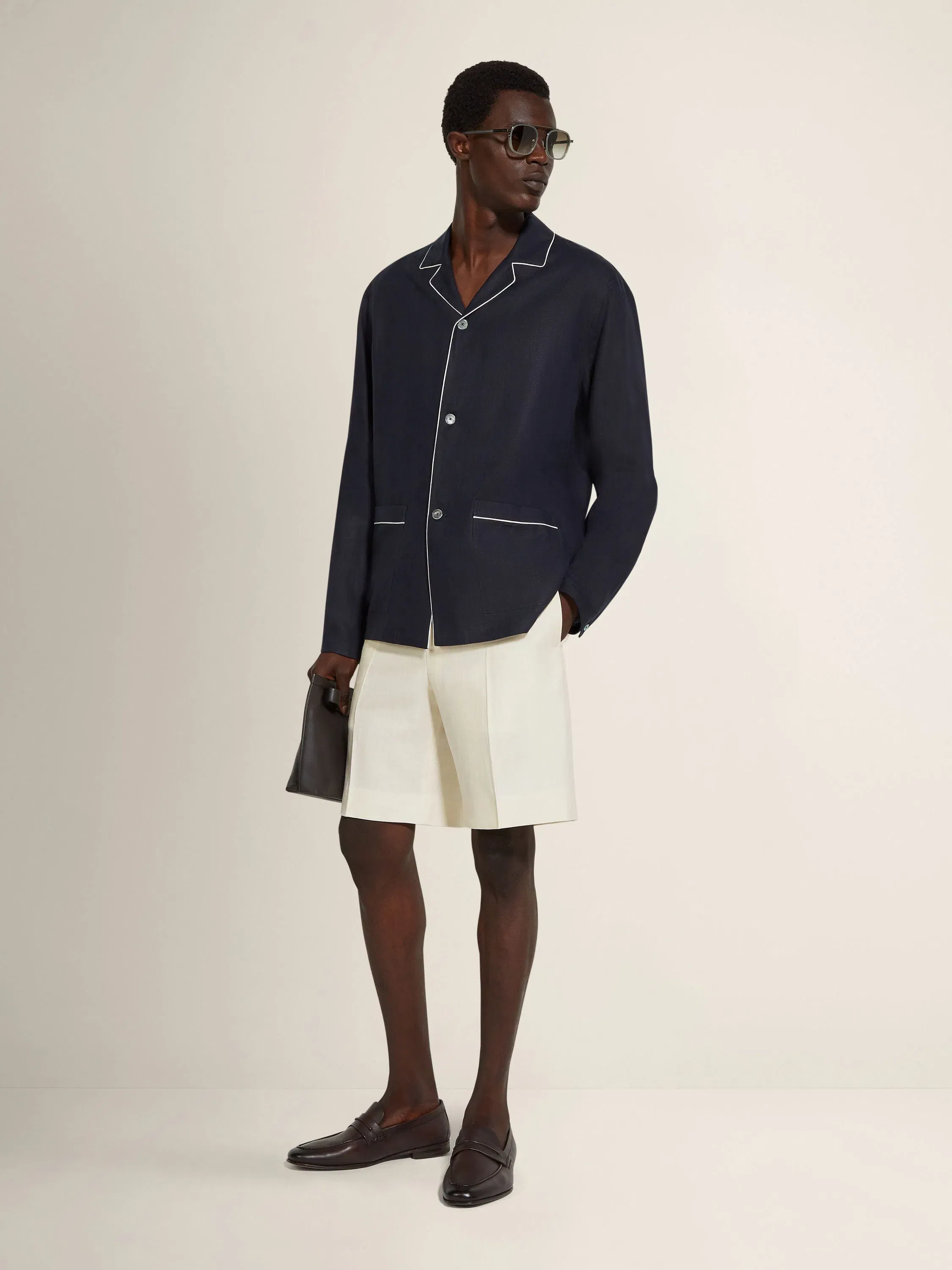 Zegna White Oasi Lino Shorts