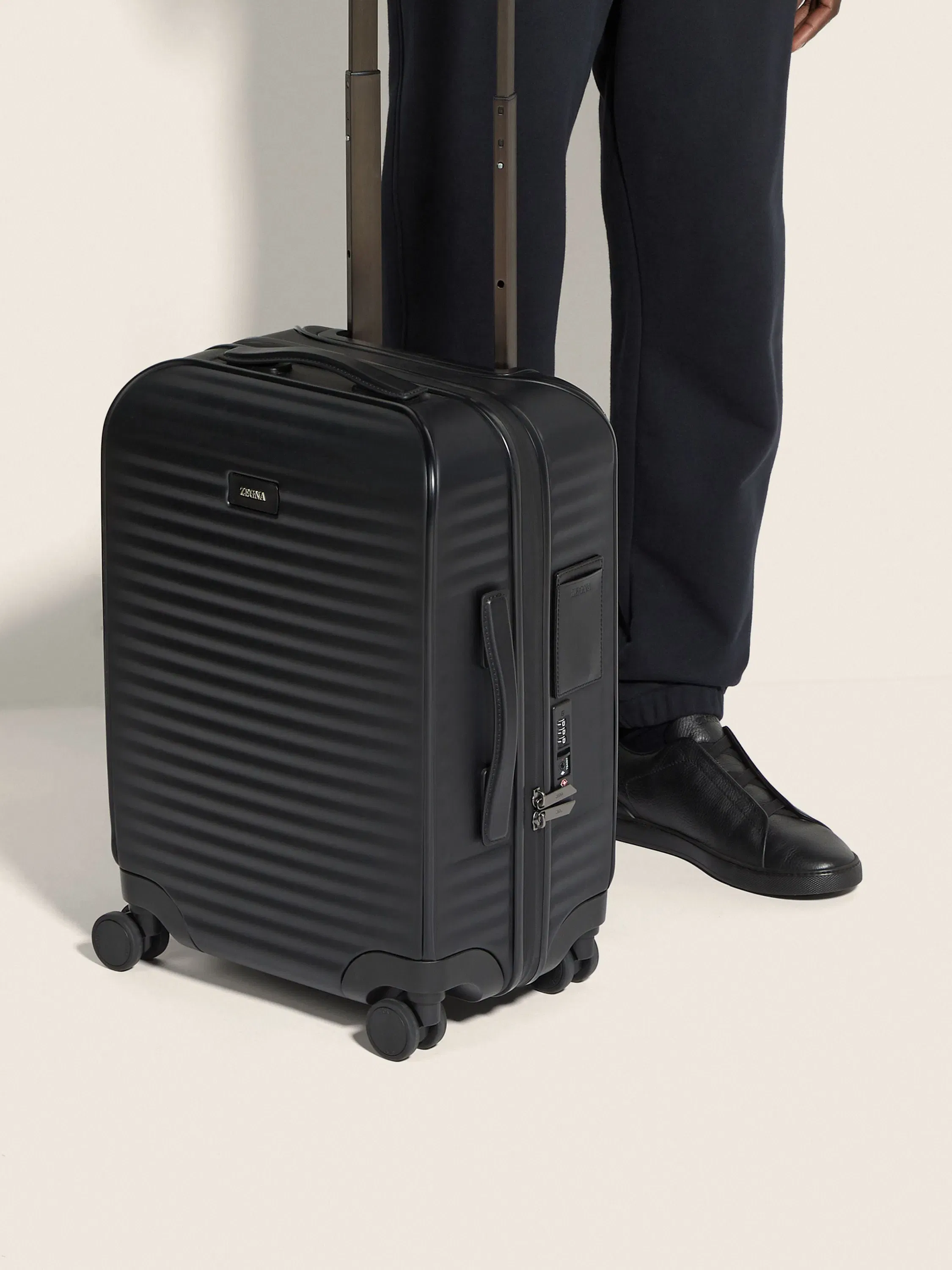 Zegna Black Polyurethane Leggerissimo Trolley