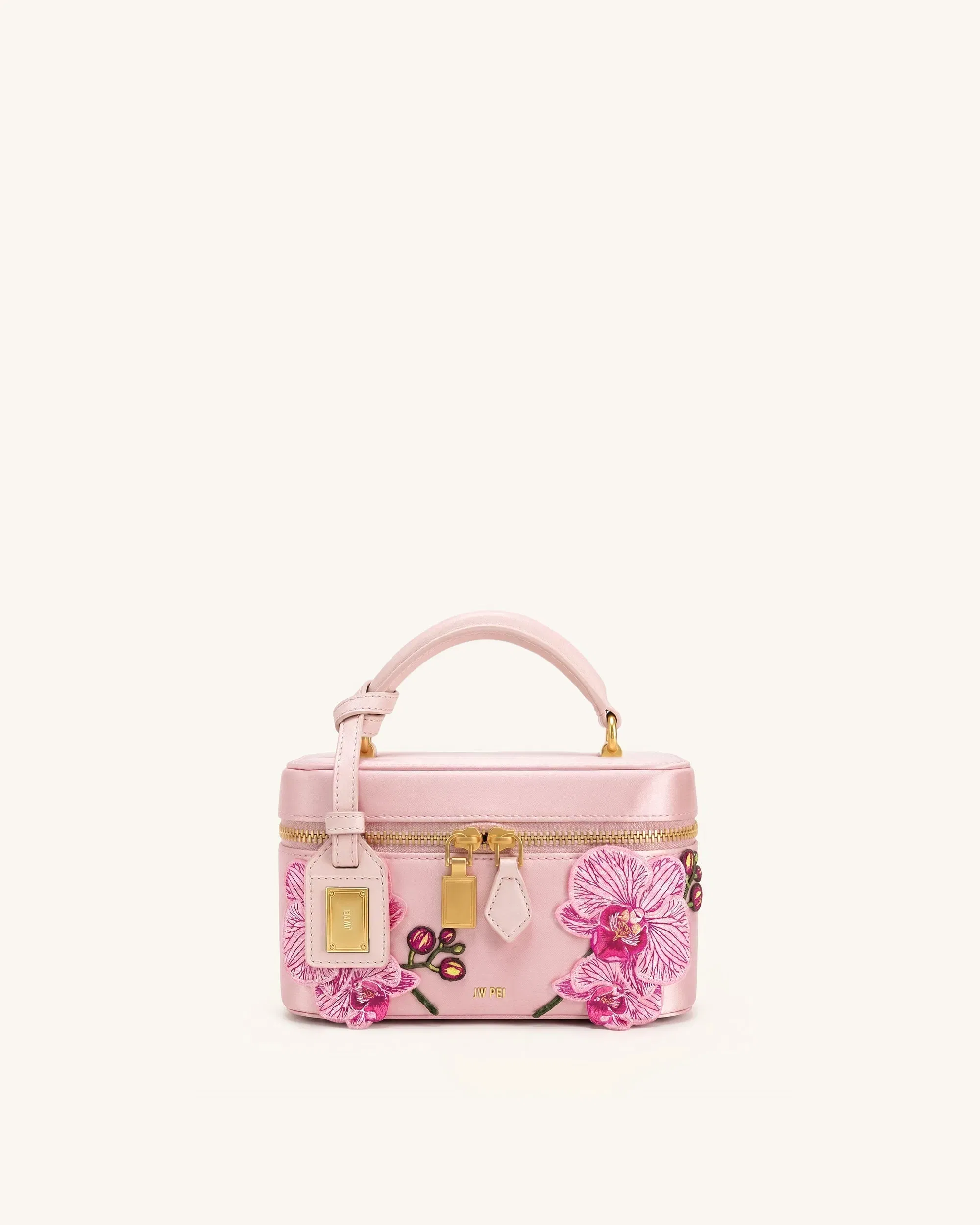 Jw Pei Cleo Embroidered Box Shape Top Handle Bag Sakura Pink
