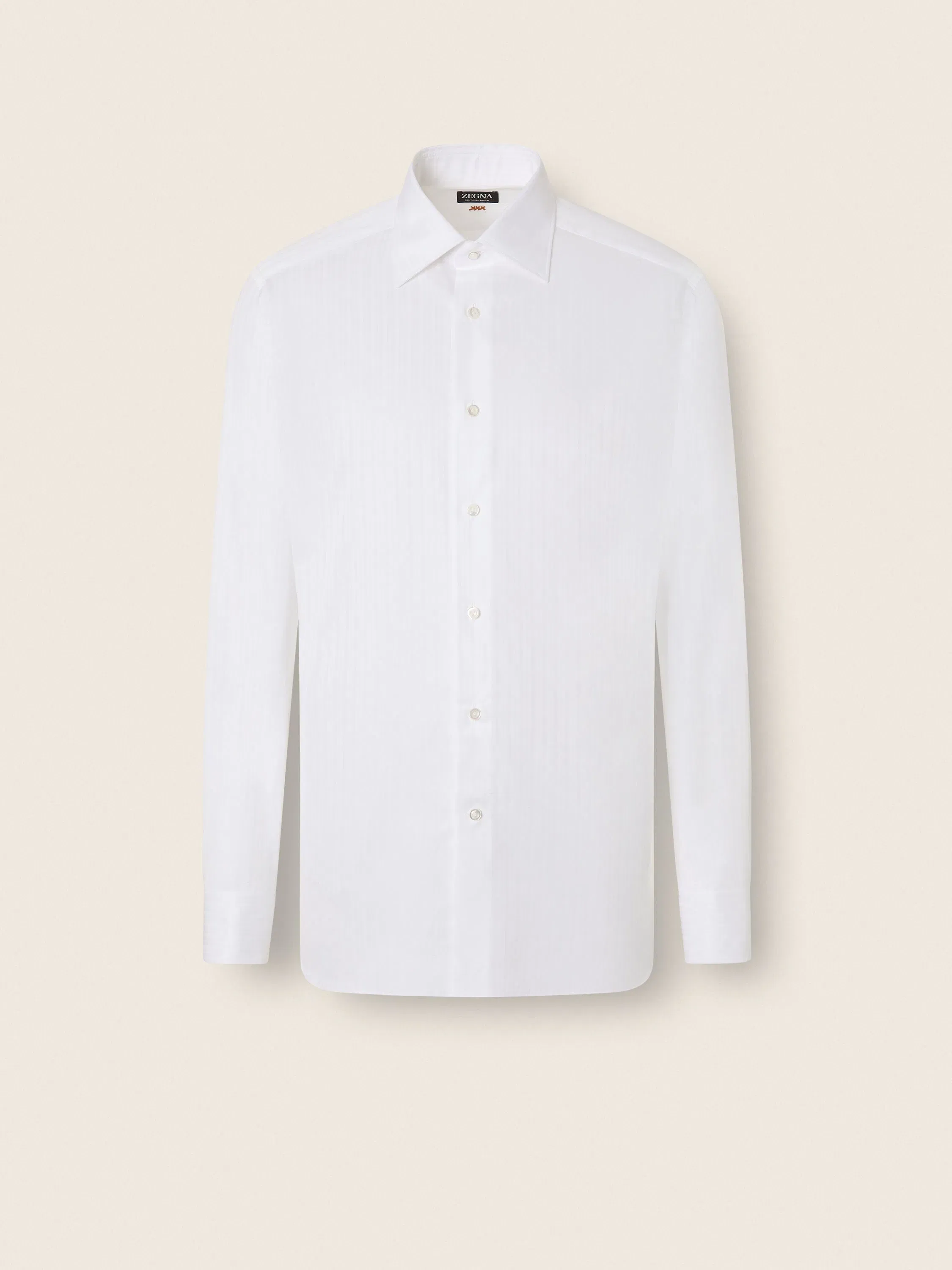 Zegna Optical White Structured Striped Centoventimila Cotton Shirt