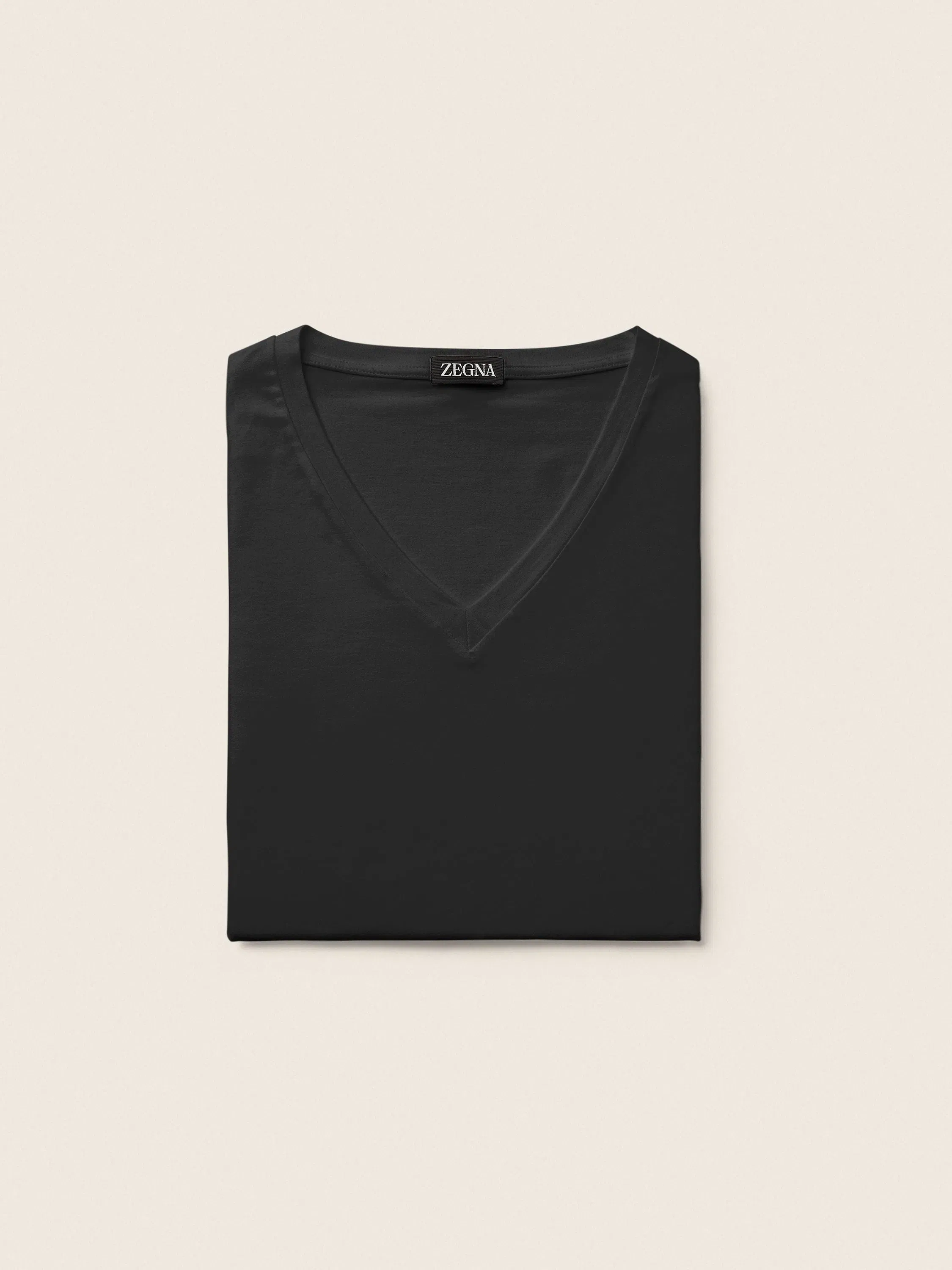 Zegna Black Cotton V-Neck T-Shirt