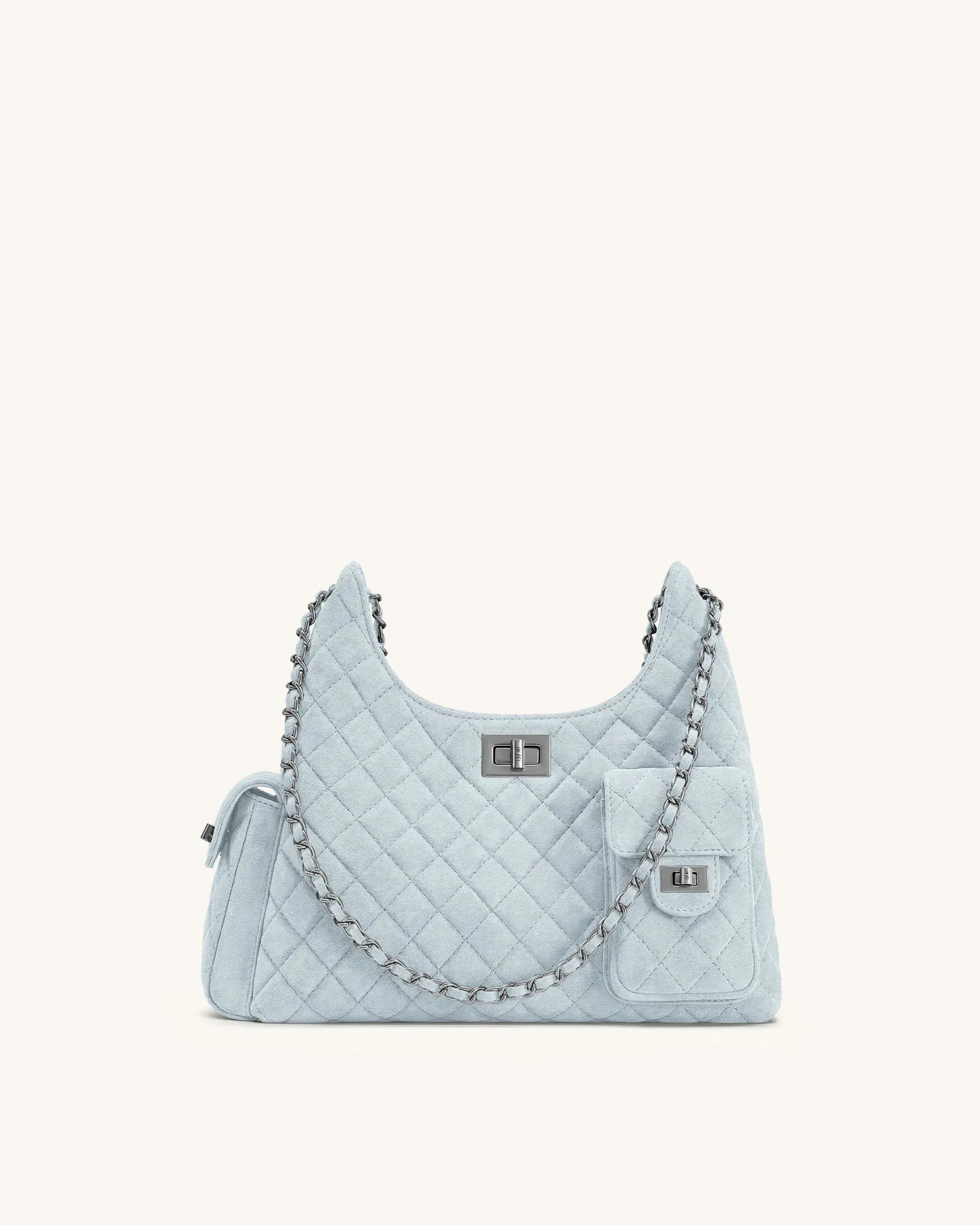 Jw Pei Vivian Faux Suede Quilted Shoulder Bag Light Blue