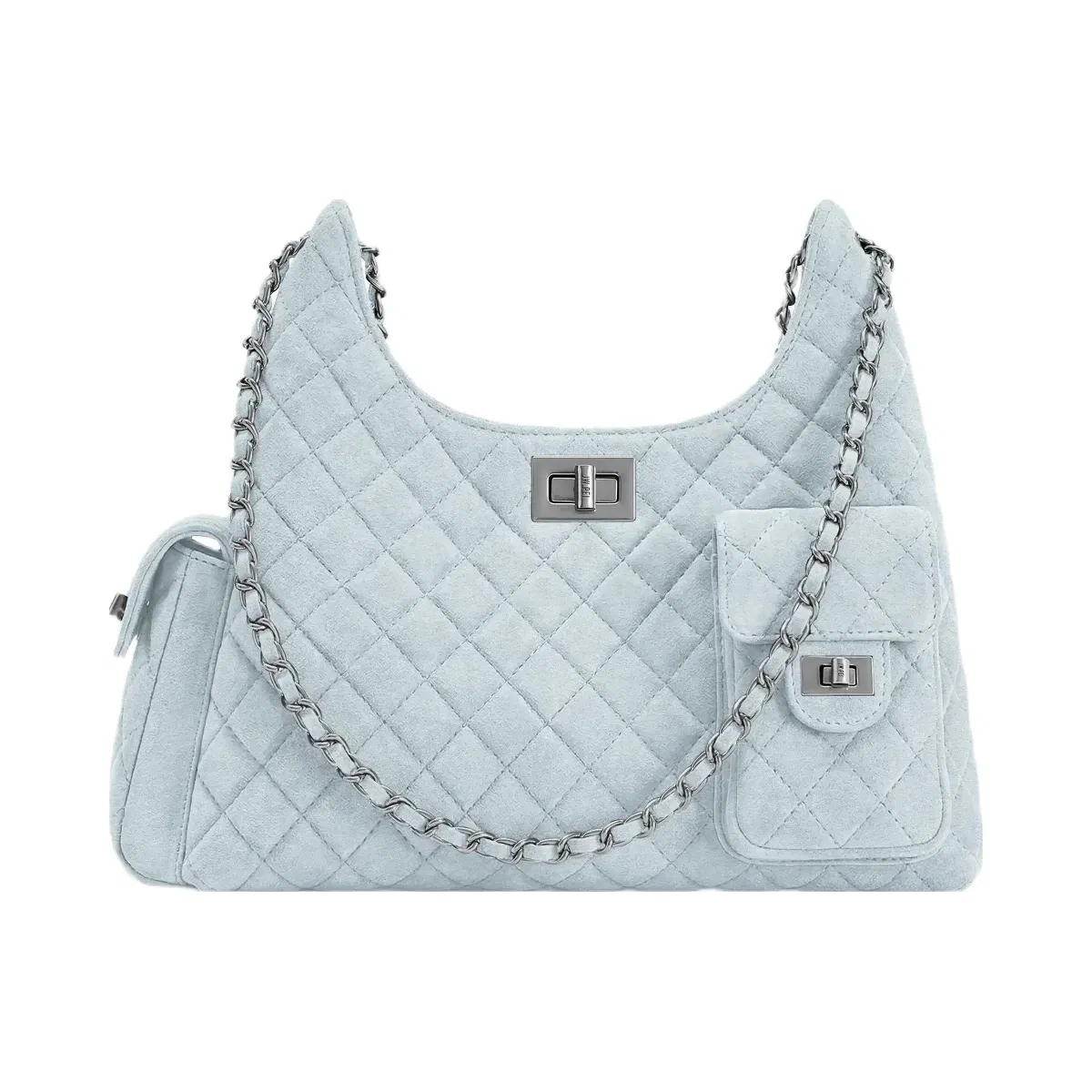 Jw Pei Vivian Faux Suede Quilted Shoulder Bag Light Blue