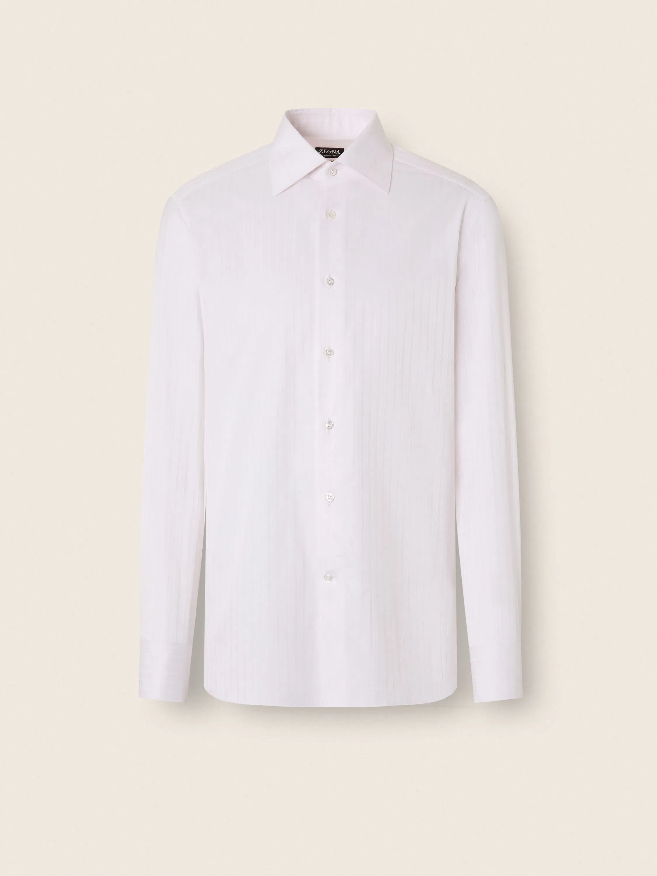 Zegna Light Pink Structured Striped Centoventimila Cotton Shirt