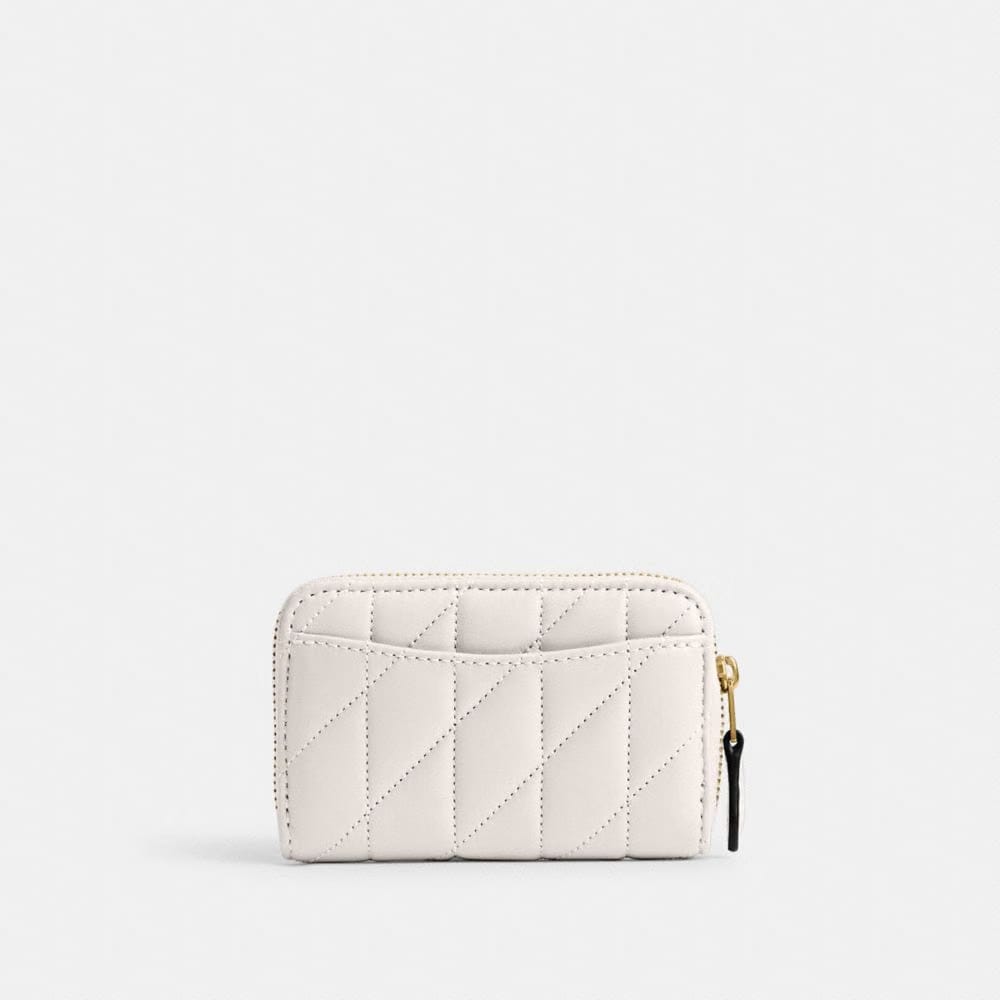 Coach Essential Small Zip Around Card Case With Pillow Quilting Brass Chalk