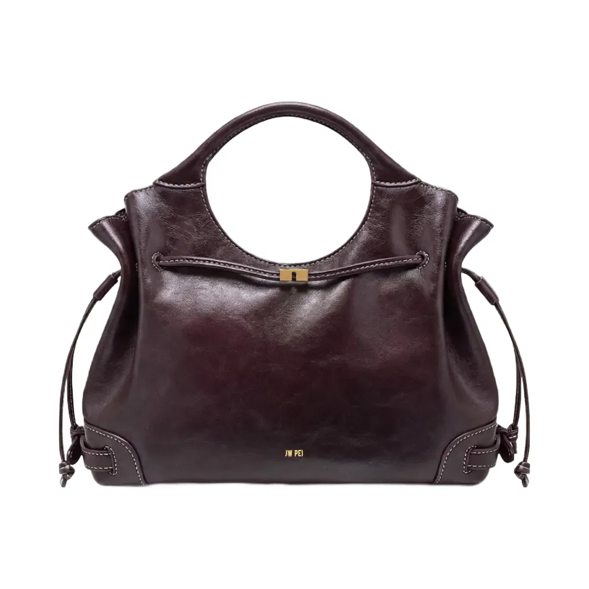 Jw Pei Virelle Waxed Vegan Leather Drawstring Tote Bag Burgundy