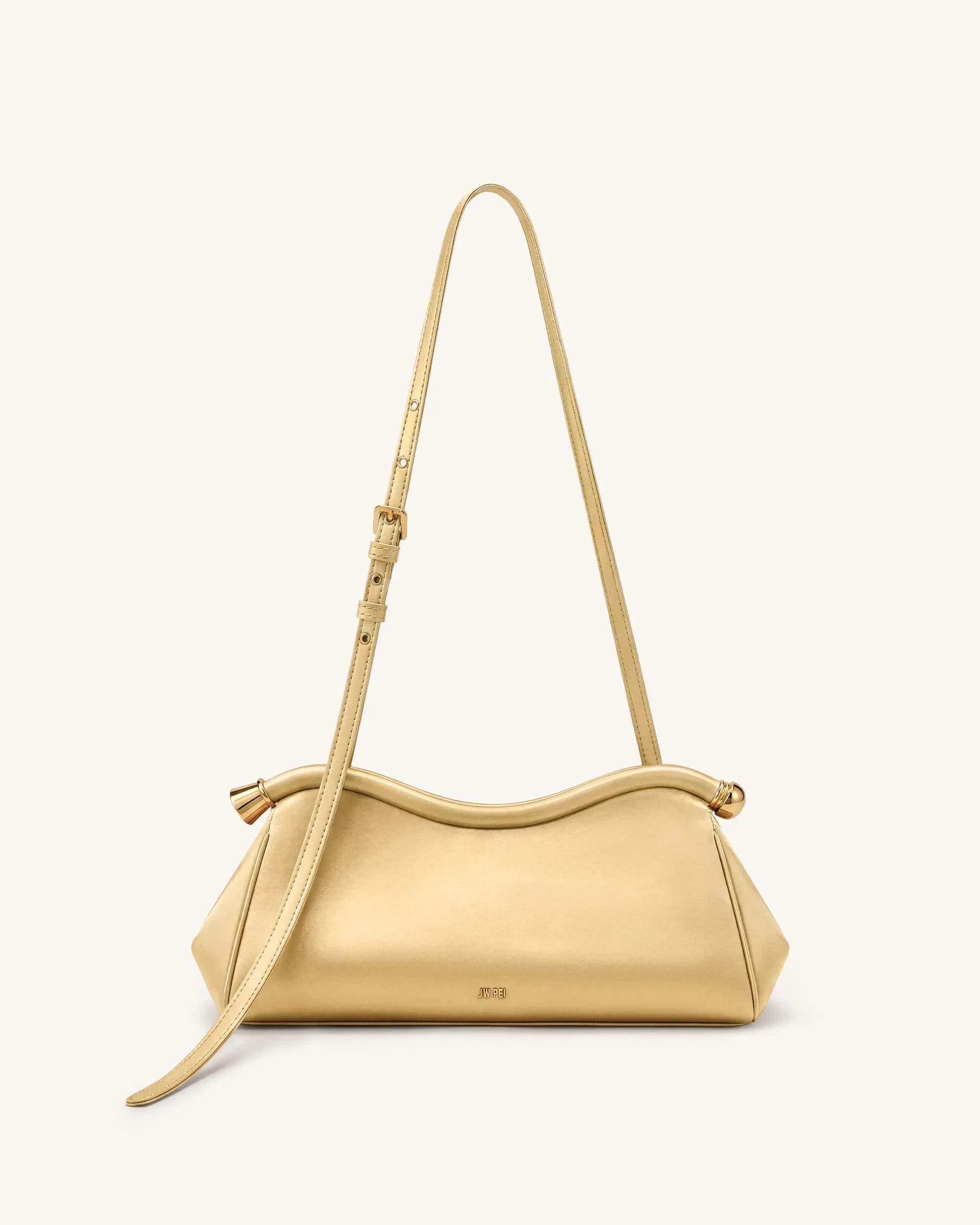Jw Pei Naomi Satin Curved Shoulder Bag Champagne Gold