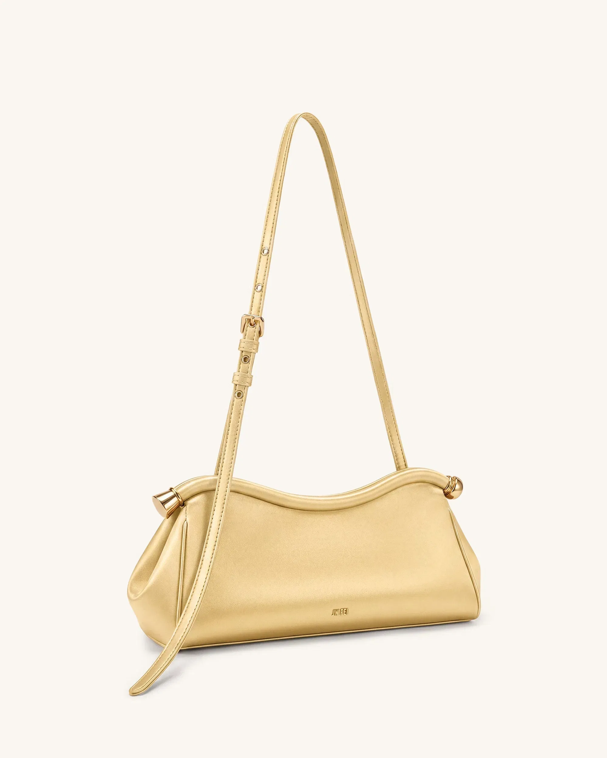 Jw Pei Naomi Satin Curved Shoulder Bag Champagne Gold