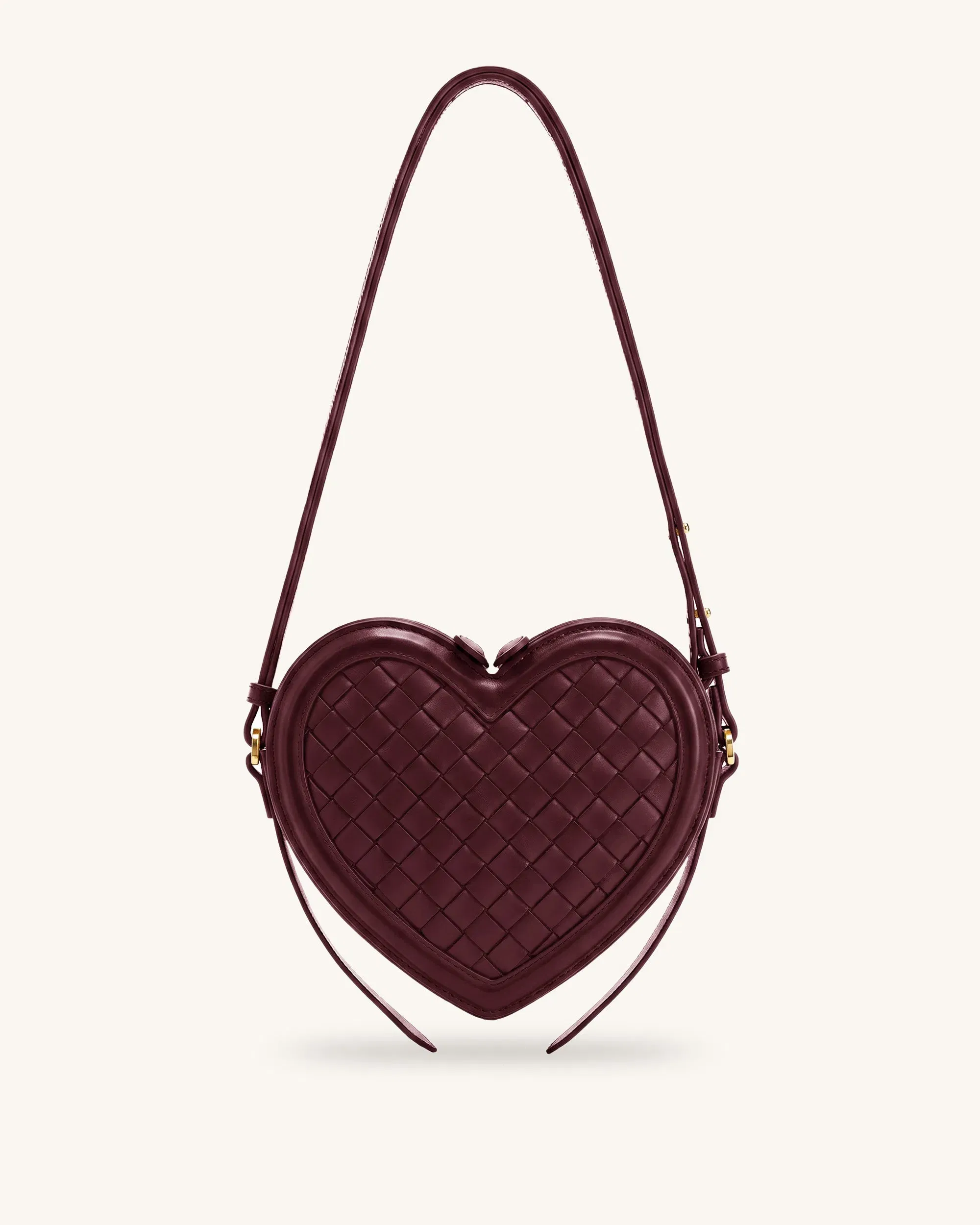 Jw Pei Arlene Woven Heart Shape Crossbody Bag Deep Burgundy