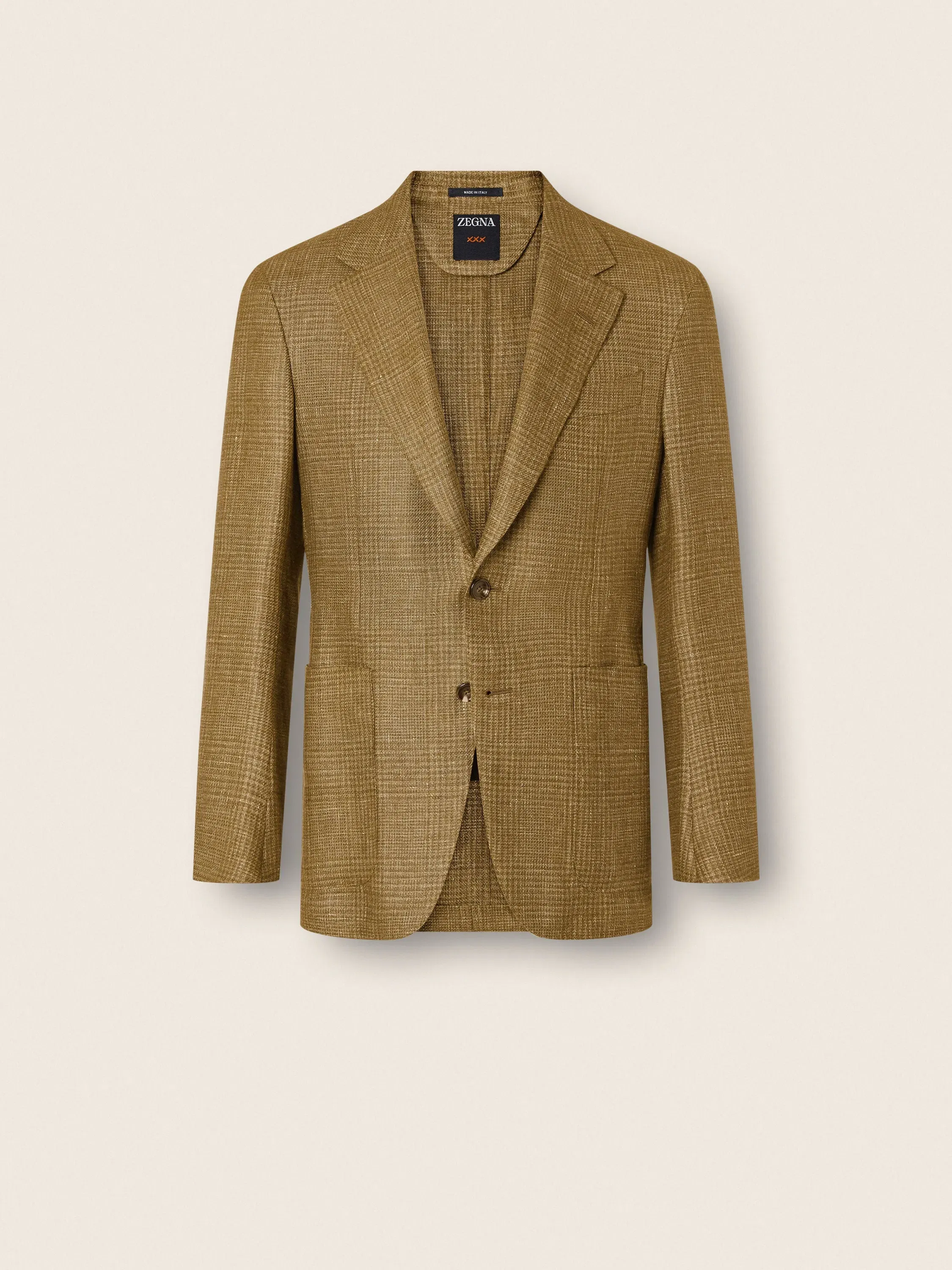 Zegna Olive Green Cashmere Linen And Silk Jacket