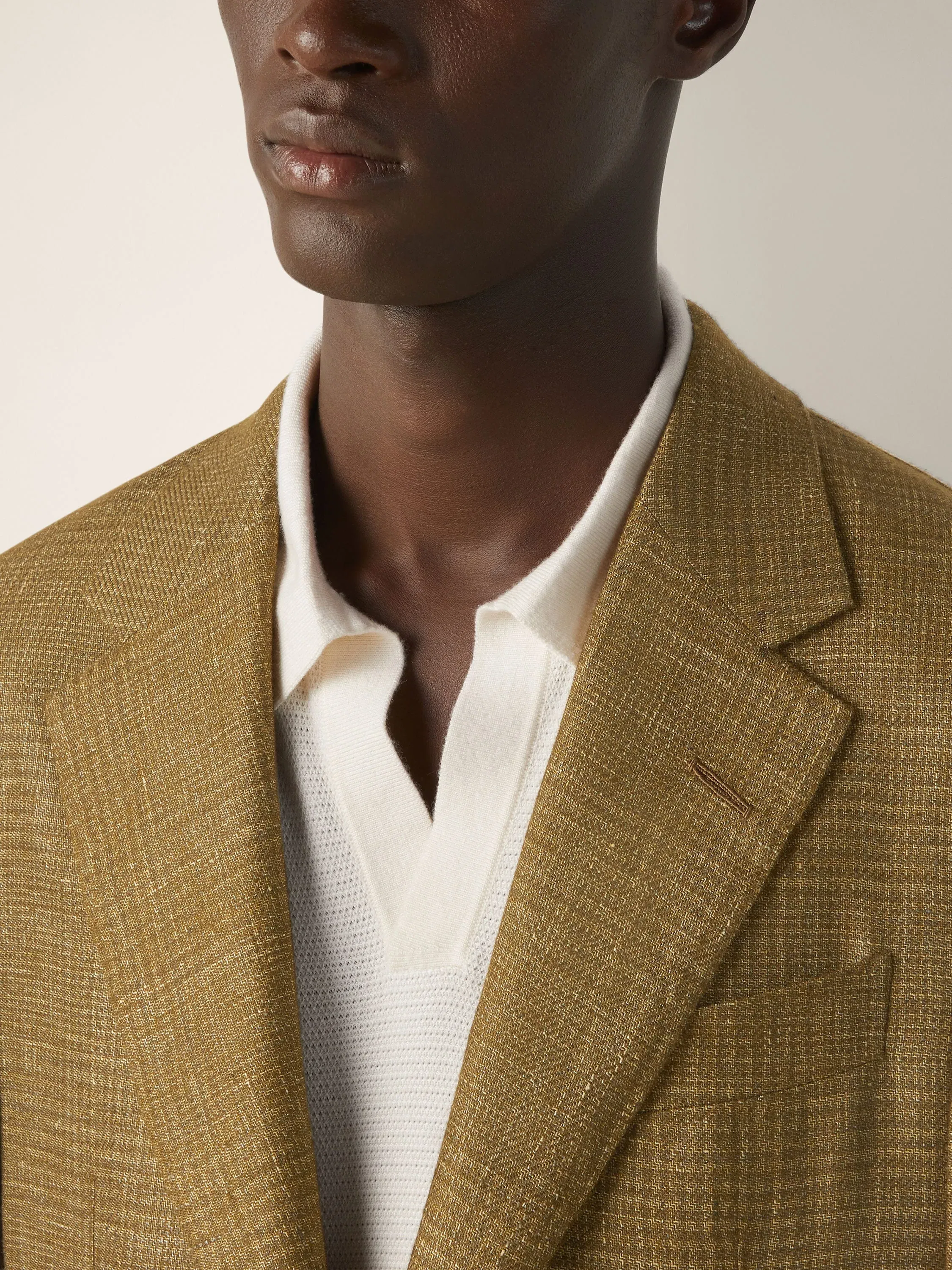 Zegna Olive Green Cashmere Linen And Silk Jacket