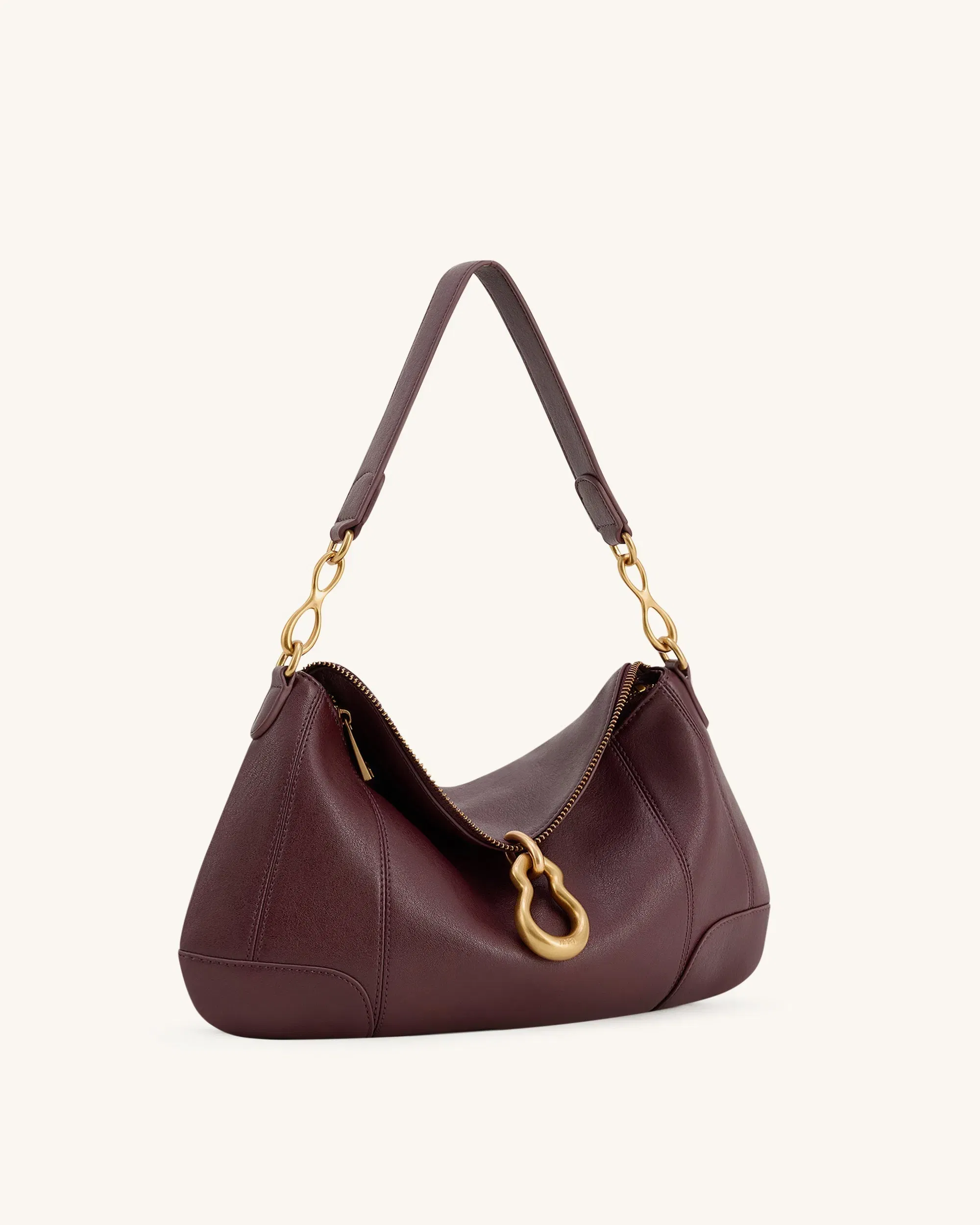 Jw Pei Jayla Metal Pendant Embellished Shoulder Bag Deep Burgundy