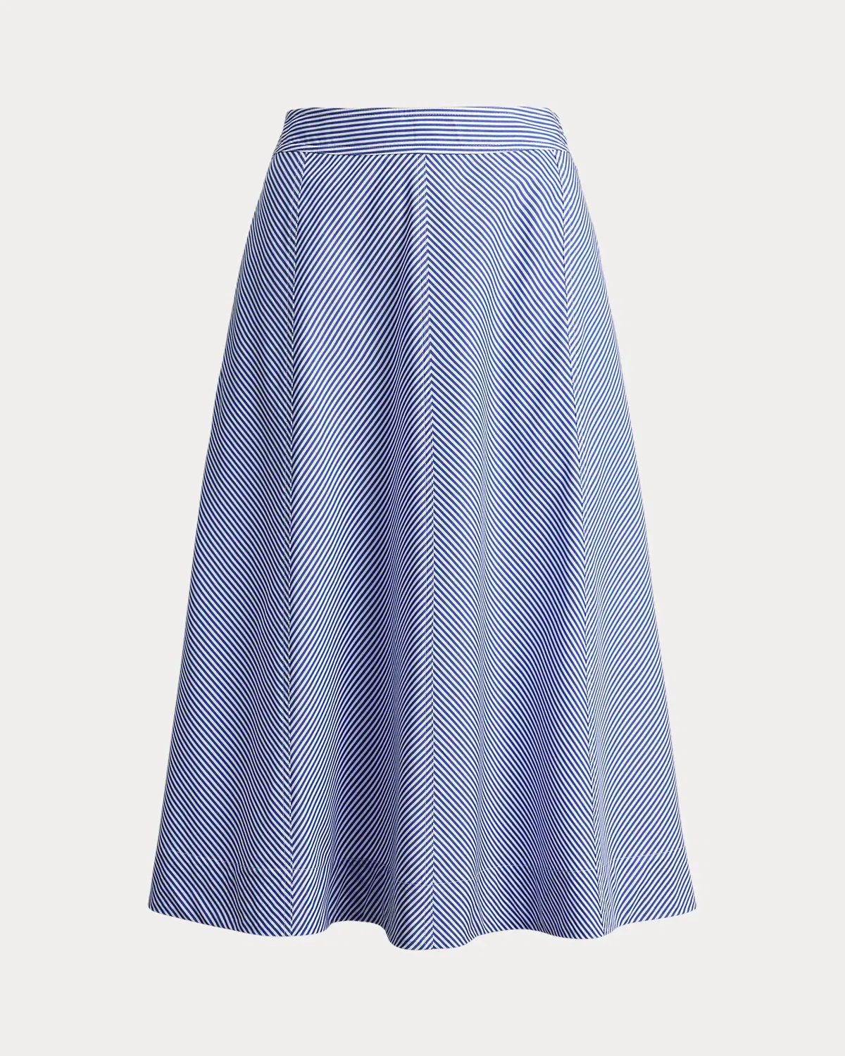 Ralph Lauren Striped Paneled Cotton Broadcloth Skirt