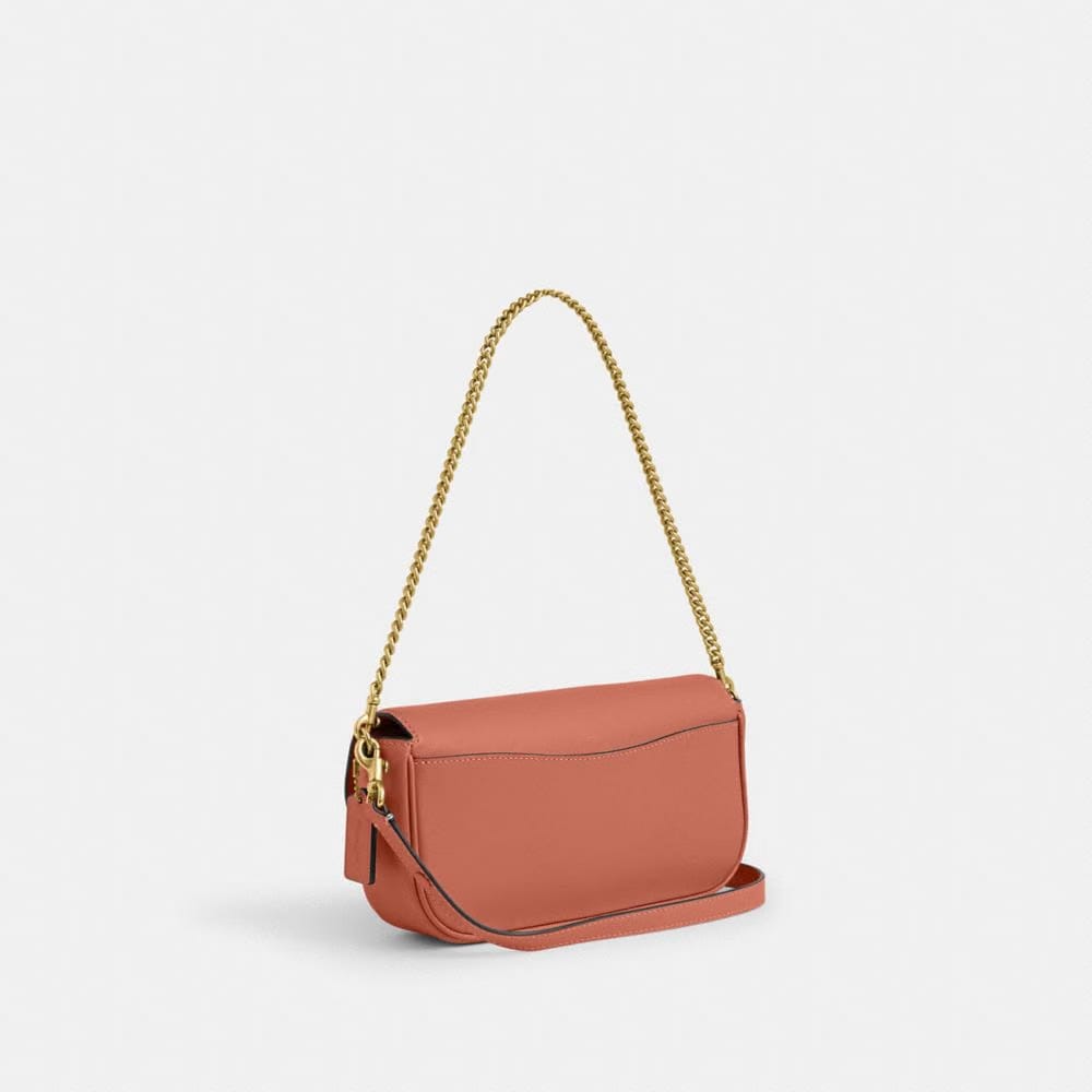 Coach Brook Flap Chain Bag Brass Dark Peach
