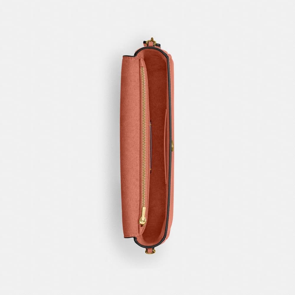 Coach Brook Flap Chain Bag Brass Dark Peach