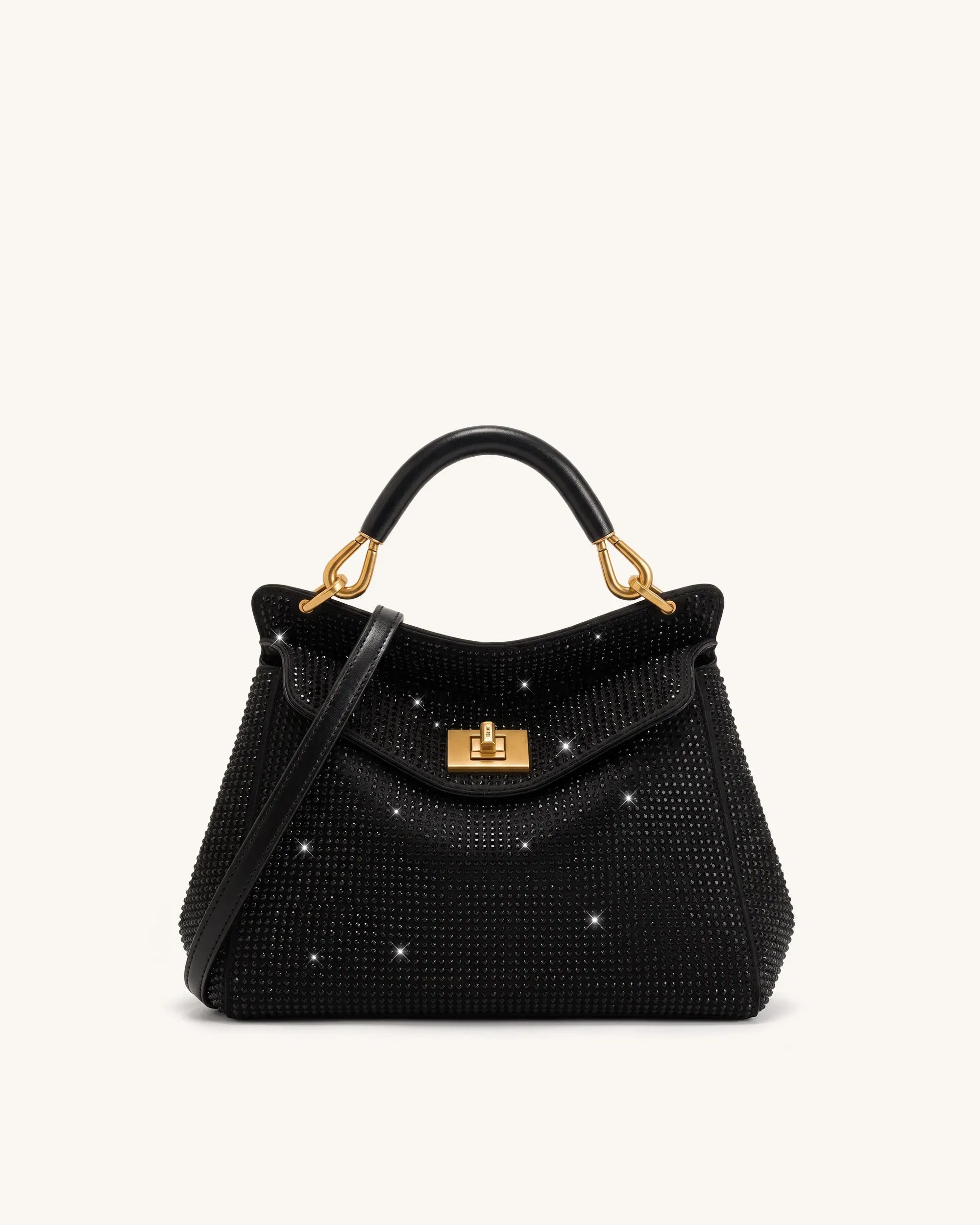 Jw Pei Lucia Classic Artificial Crystal Top Handle Bag Black