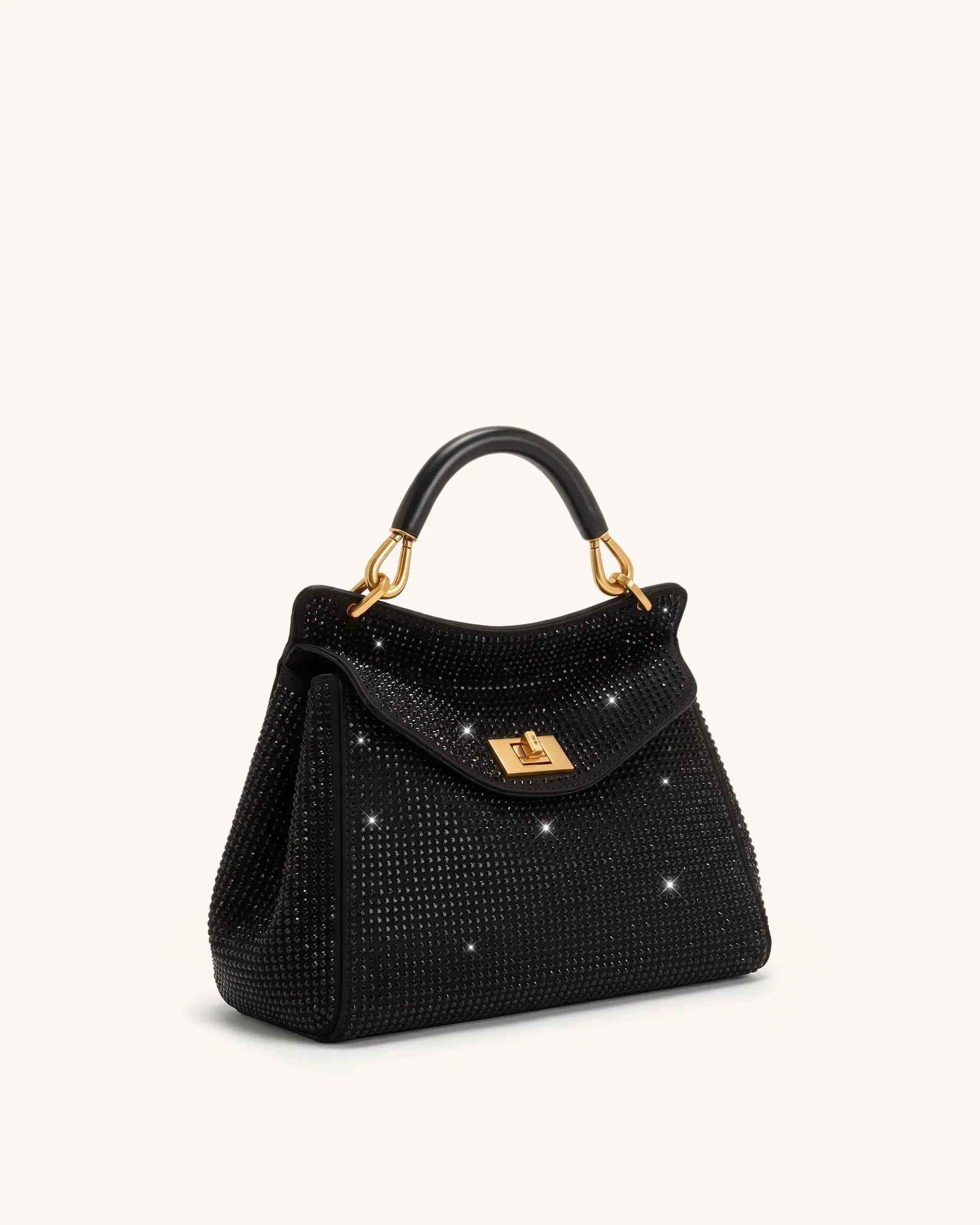 Jw Pei Lucia Classic Artificial Crystal Top Handle Bag Black