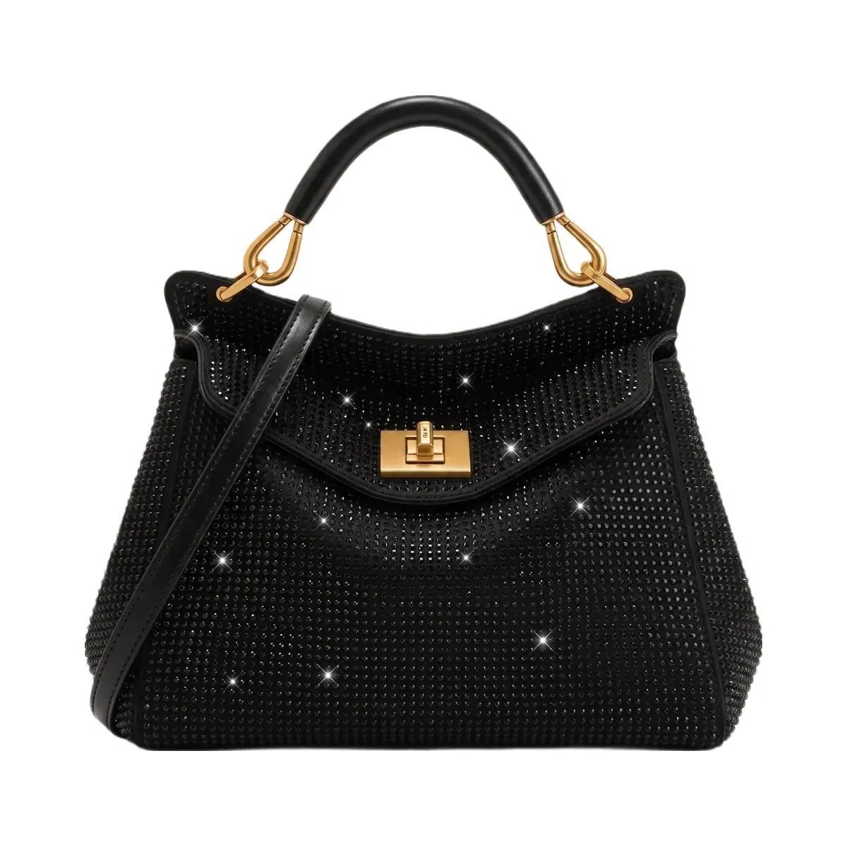 Jw Pei Lucia Classic Artificial Crystal Top Handle Bag Black