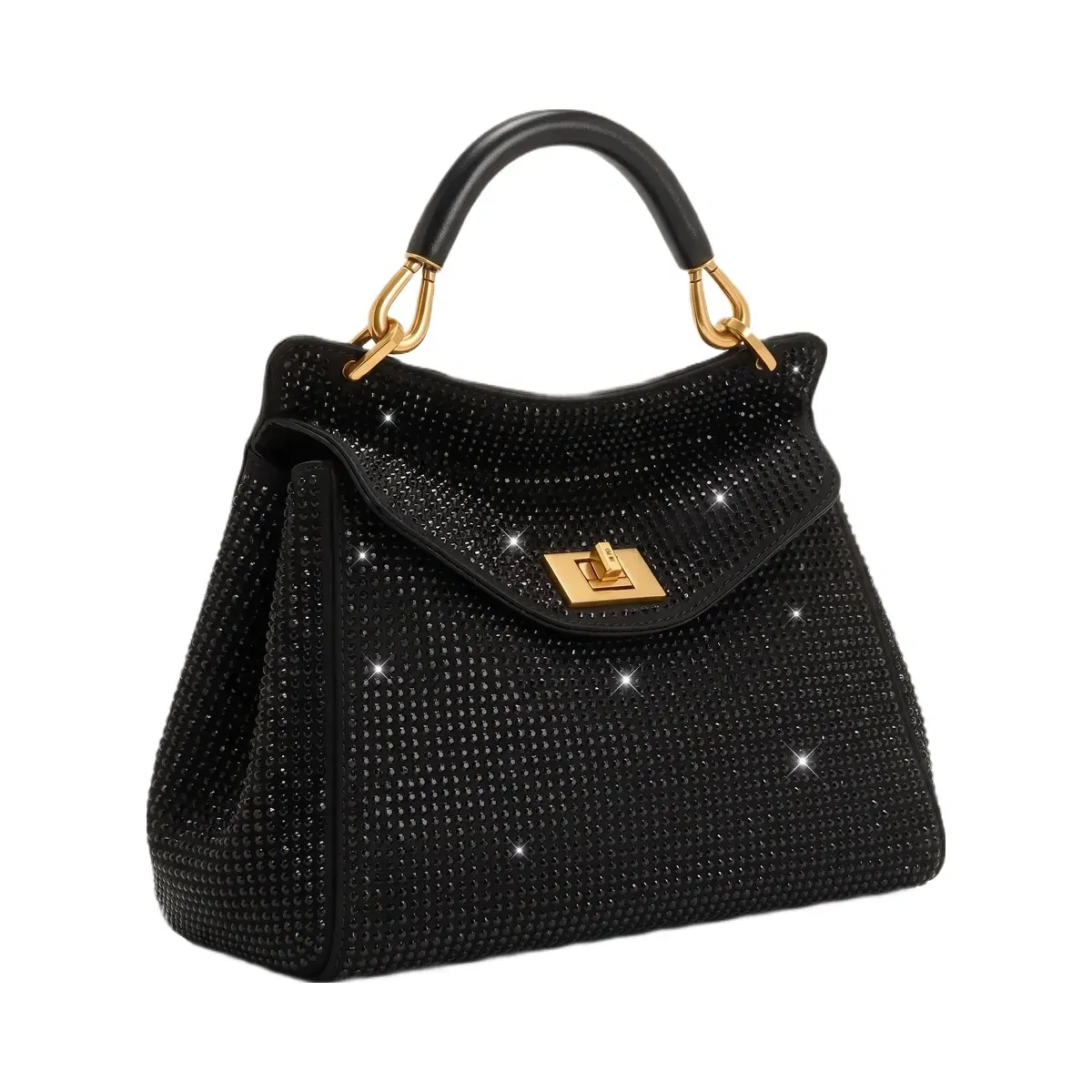 Jw Pei Lucia Classic Artificial Crystal Top Handle Bag Black