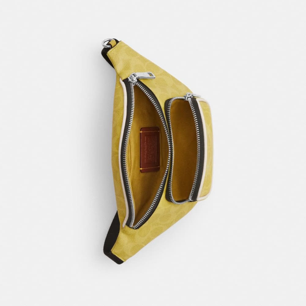 Coach Travis Belt Bag 30 In Signature Canvas Silver Light Citron