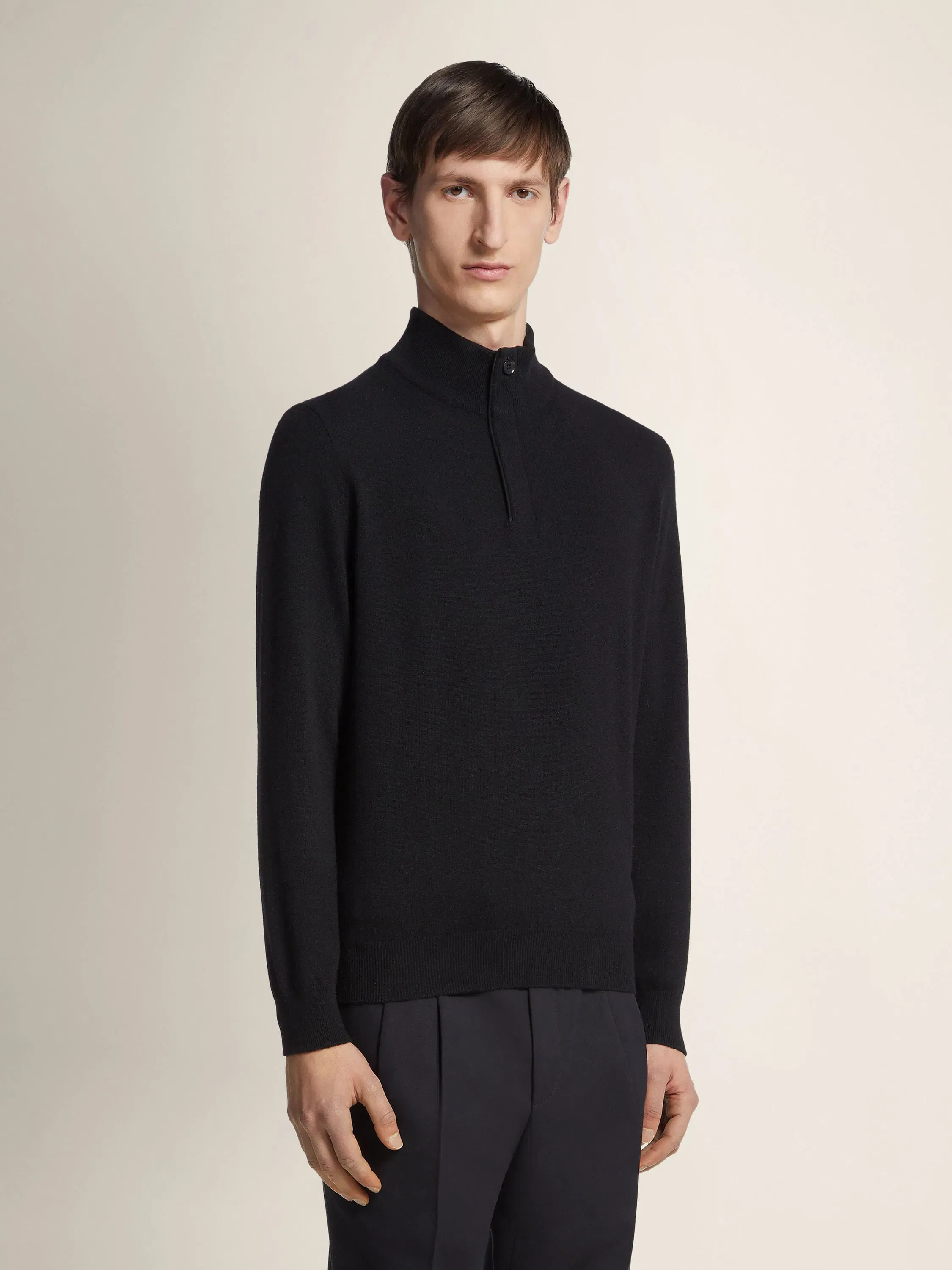 Zegna Black Oasi Cashmere Zip Mock Neck Sweater