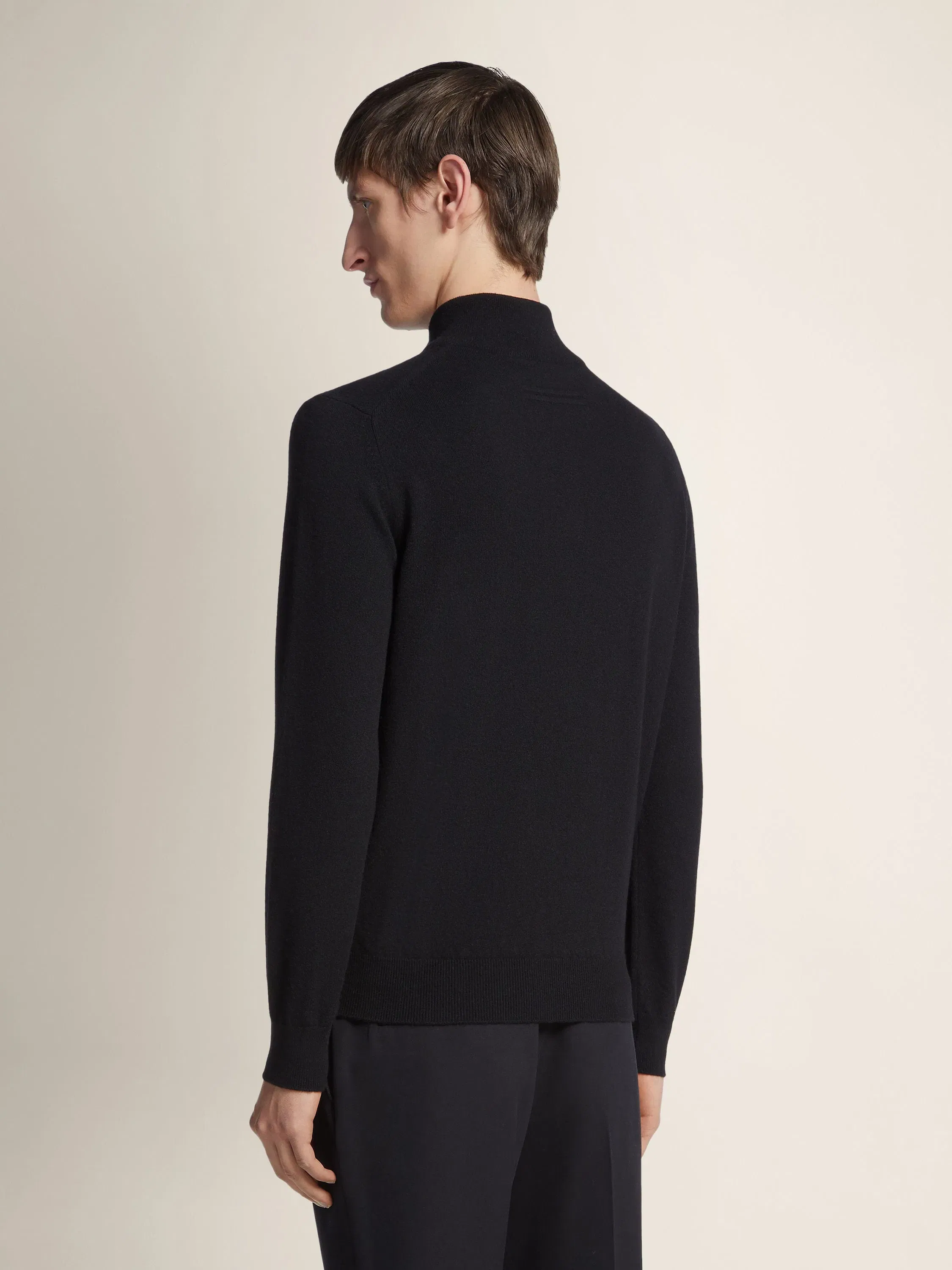 Zegna Black Oasi Cashmere Zip Mock Neck Sweater