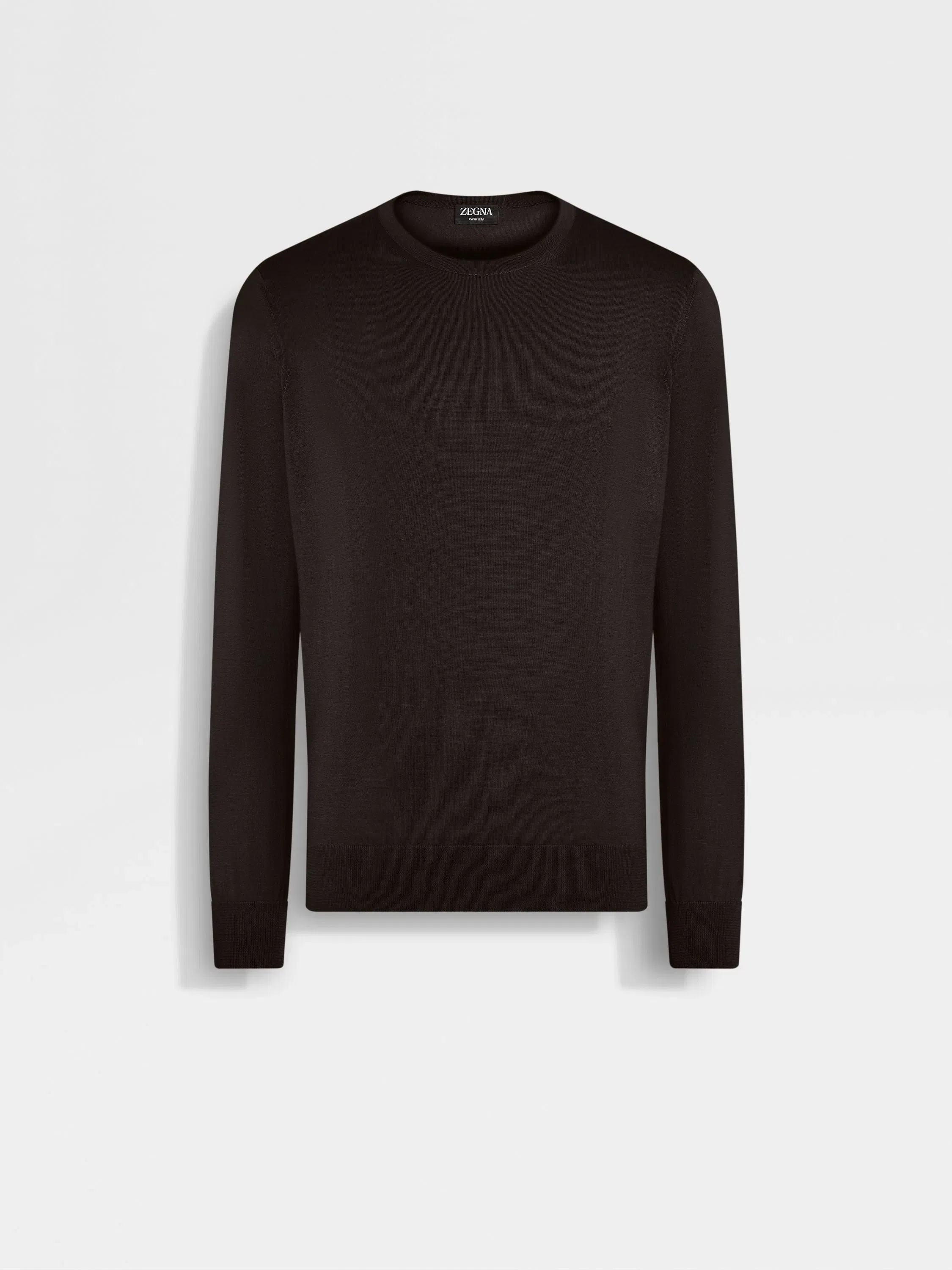 Zegna Dark Brown Mlange Cashseta Crewneck